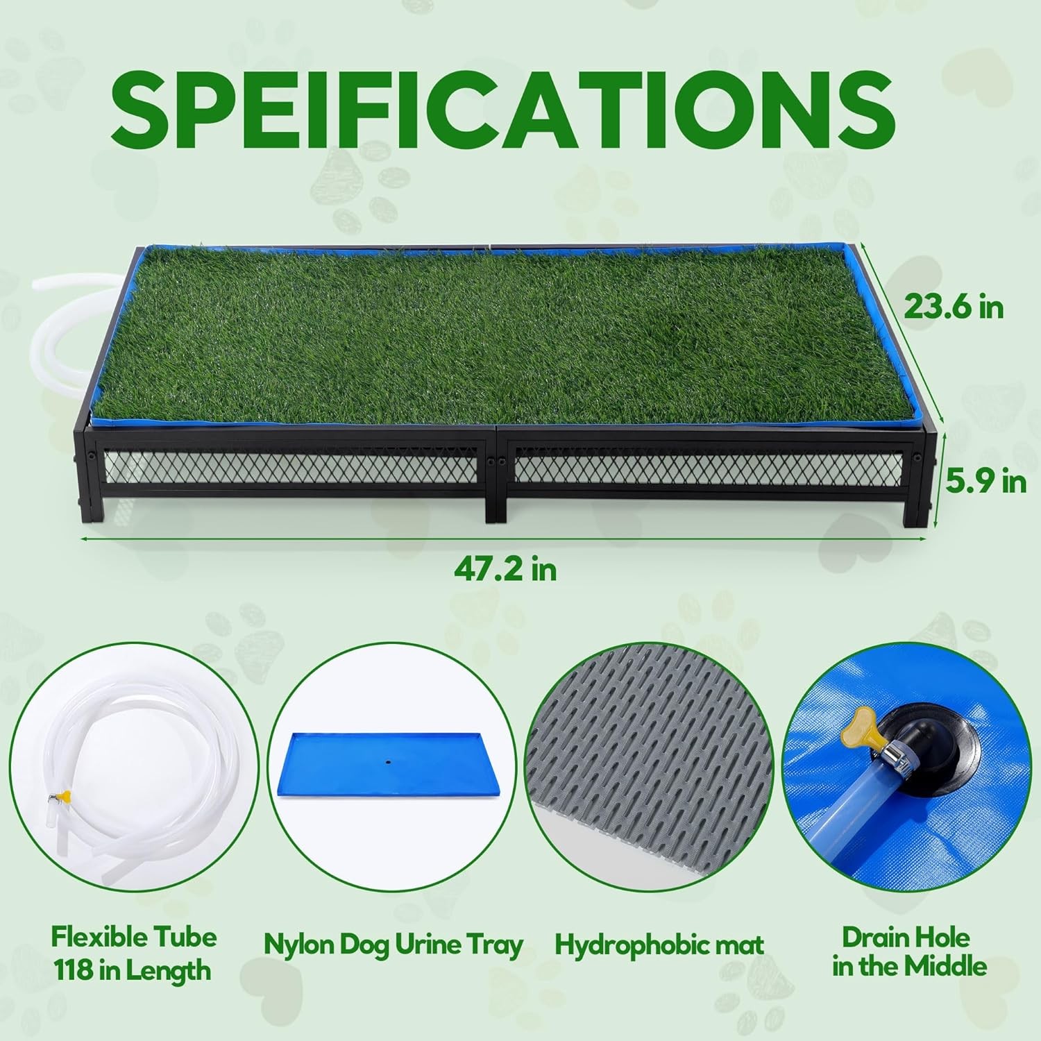 Porch Potty for Dogs with Drain Artificial Grass Pet Tray