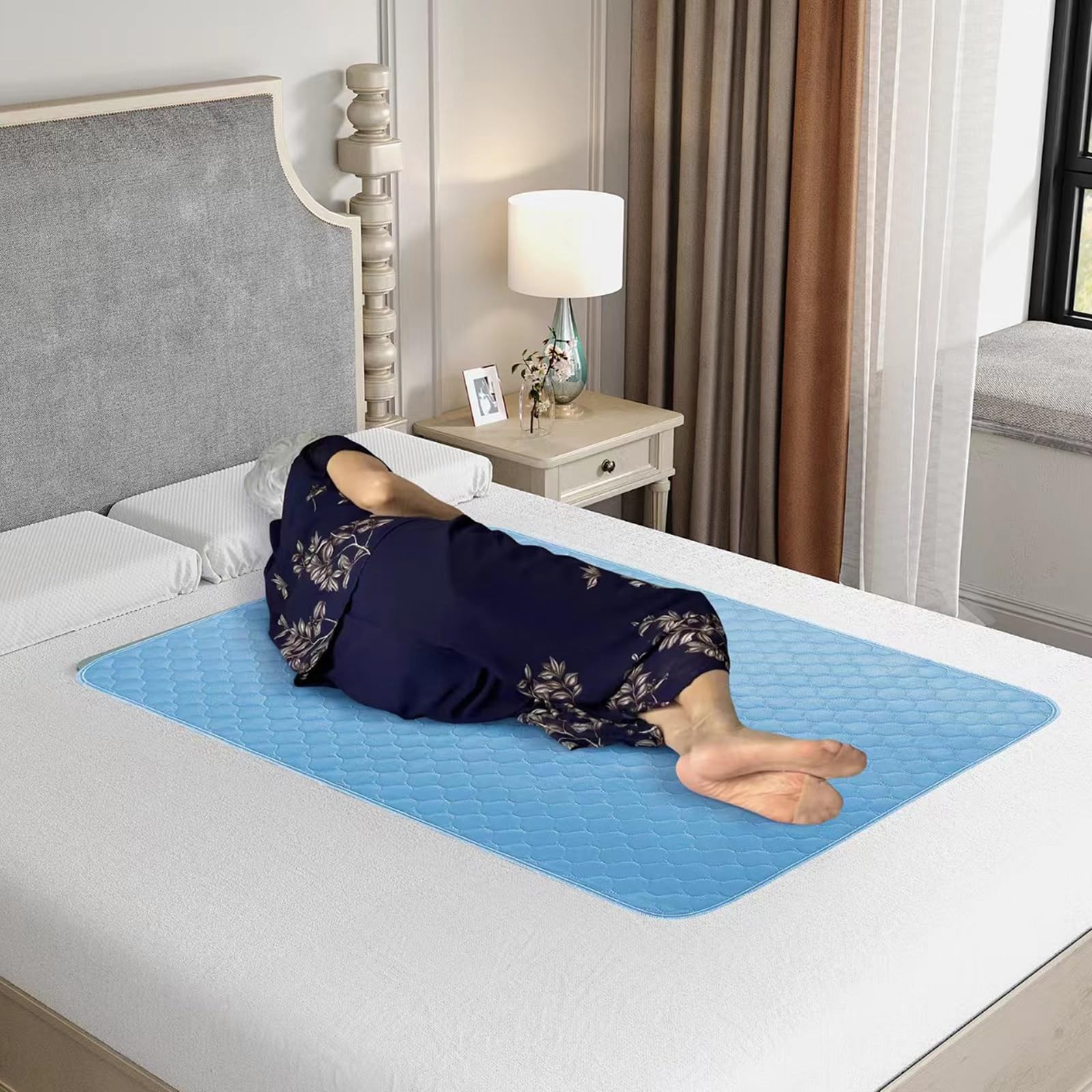 2PCS Reusable Underpads Large 34″ x 52″, Upgrade Cooling Waterproof Bed Pads …