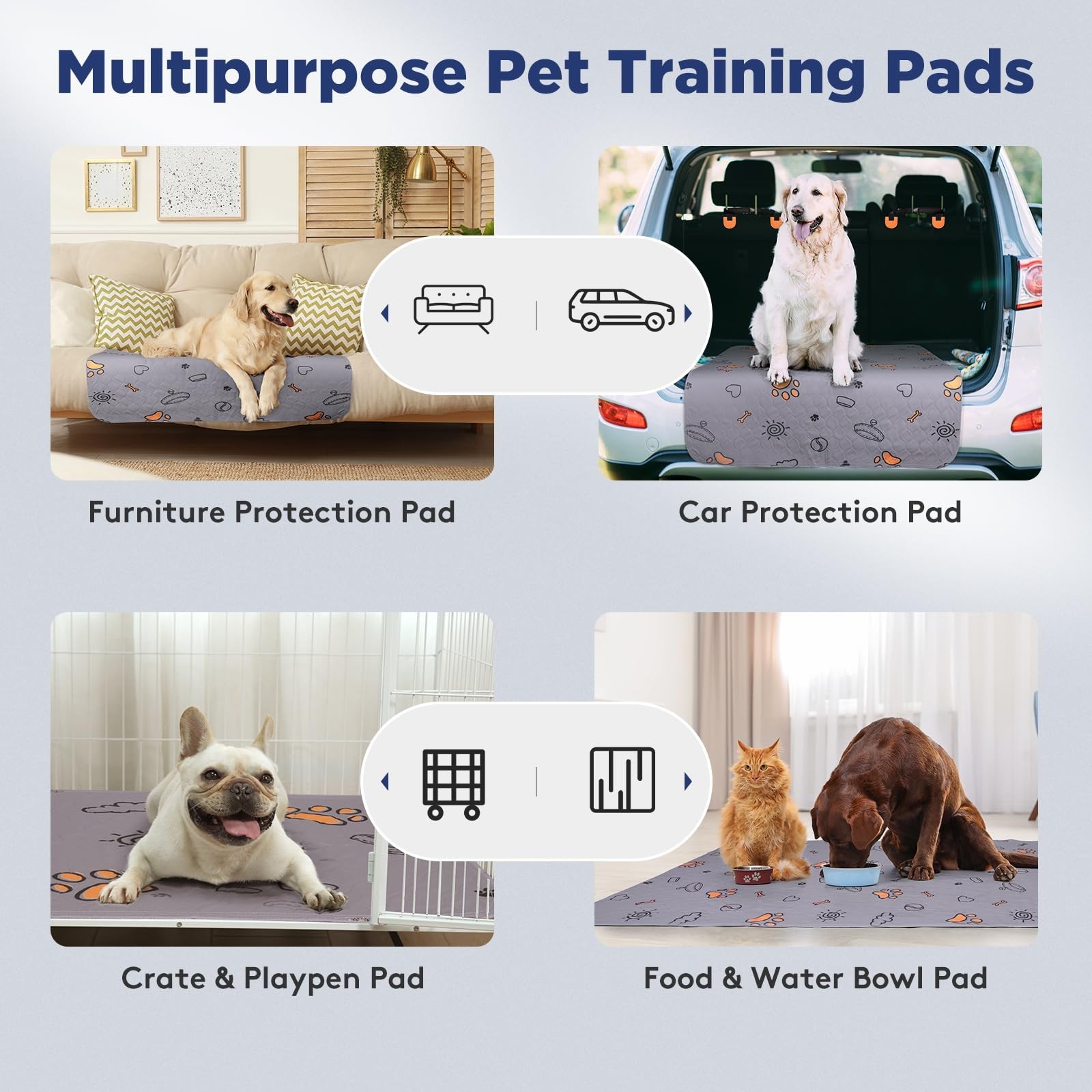 Large Washable Dog Pee Pads 36″x41″ – Super Absorbent, Waterproof, Non-Slip, 2 P