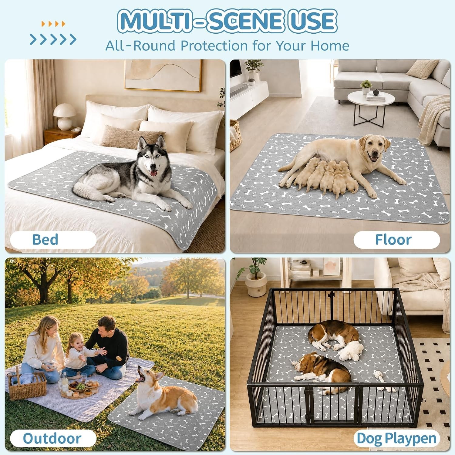 Washable Pee Pads for Dogs, 2 Pack Reusable Puppy Pads, 18″x24″ | Super Absor…
