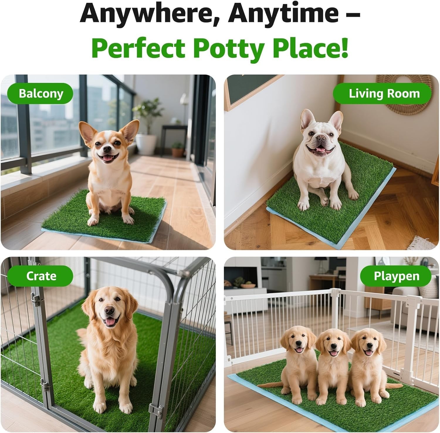 Artificial Pee Grass Pad for Dogs, Fake Grass Replacement Pads for Dog Potty …
