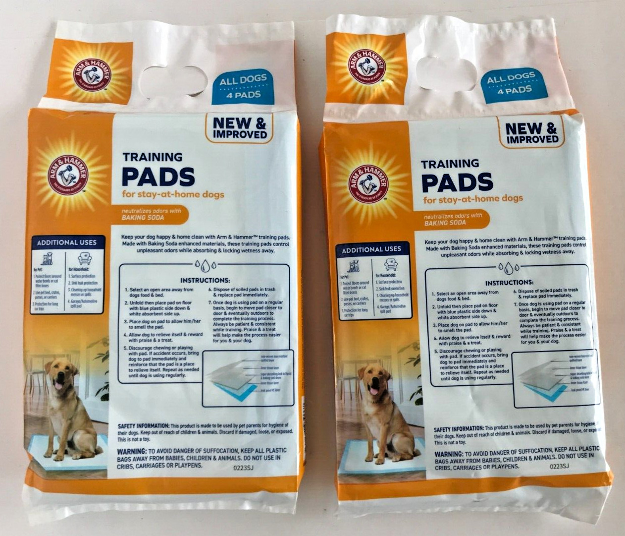 Arm & Hammer Training Pads For Dogs (2 packs of 4, 8 pads total) 22in X 22in