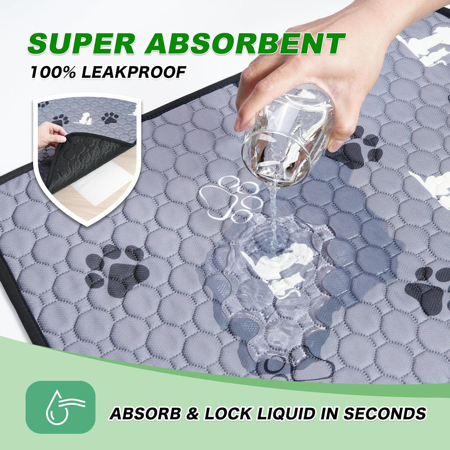 Washable Pee Pads for Dogs, 4 Pack Absorbent Reusable Training Dog