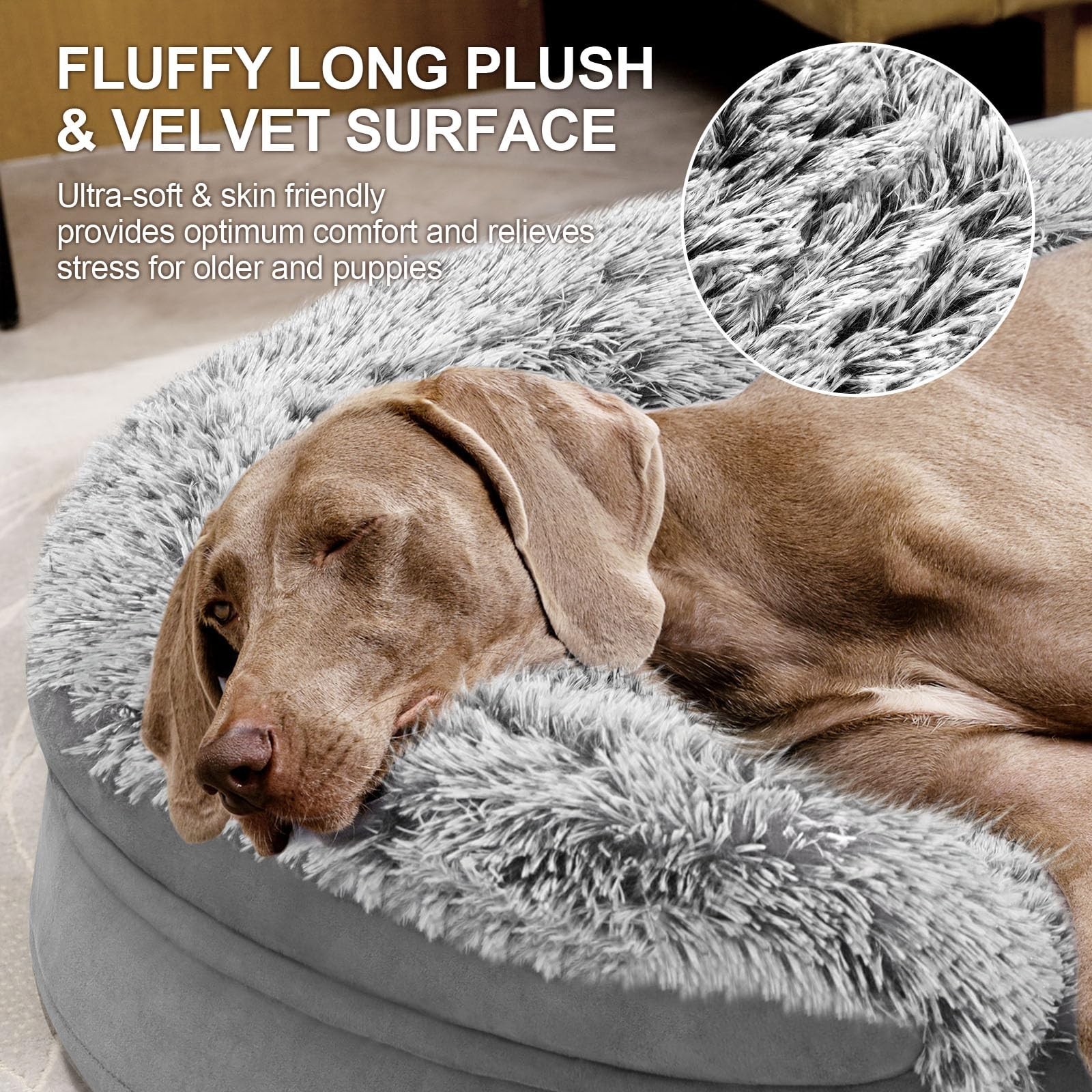 3.7 inch Thickened Orthopedic Dog Beds for Extra Large Dogs, Supportive Dog S…