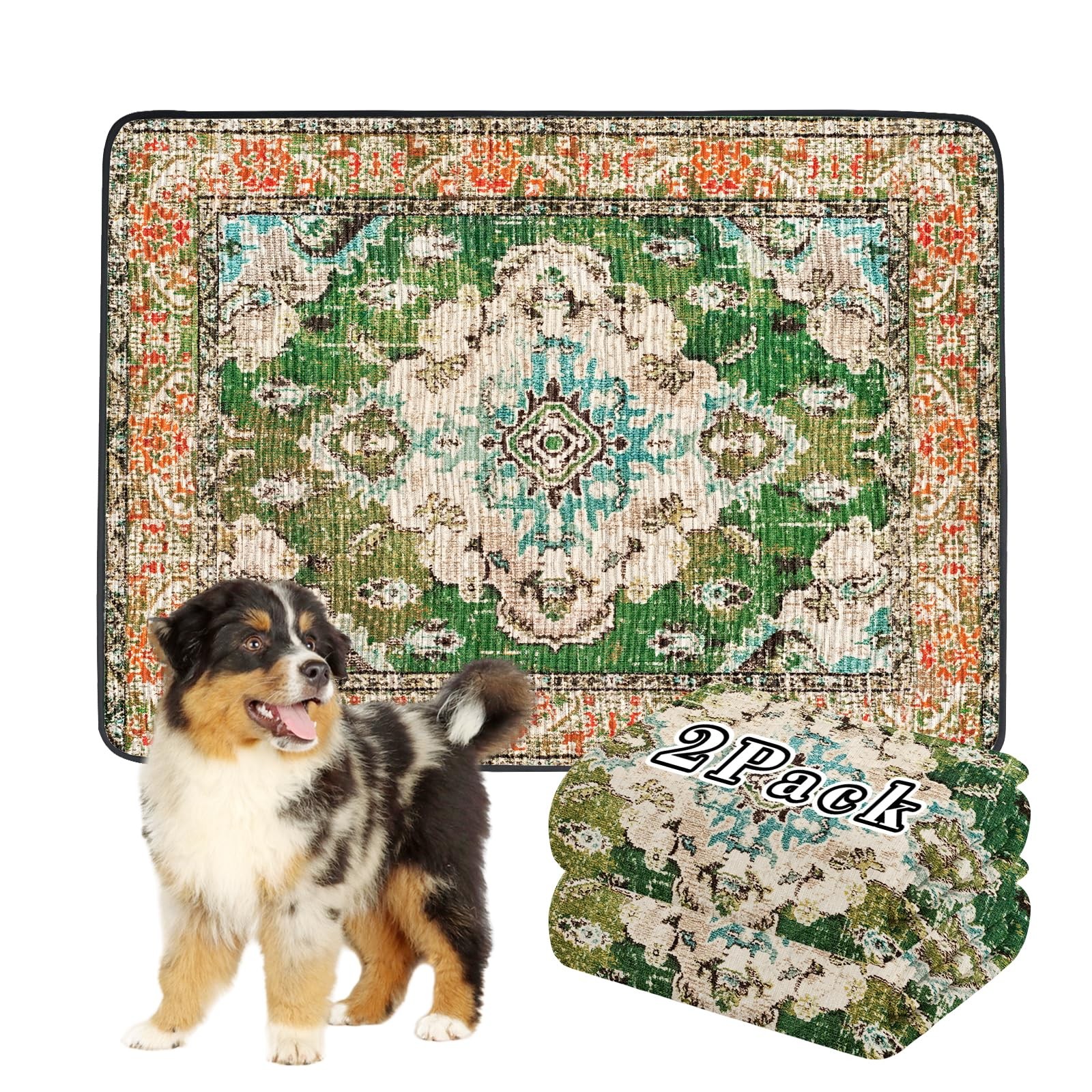 2 PCS 36×48 Inch Thicken Washable Dog Pee Pads Waterproof Reusable Floor Crate