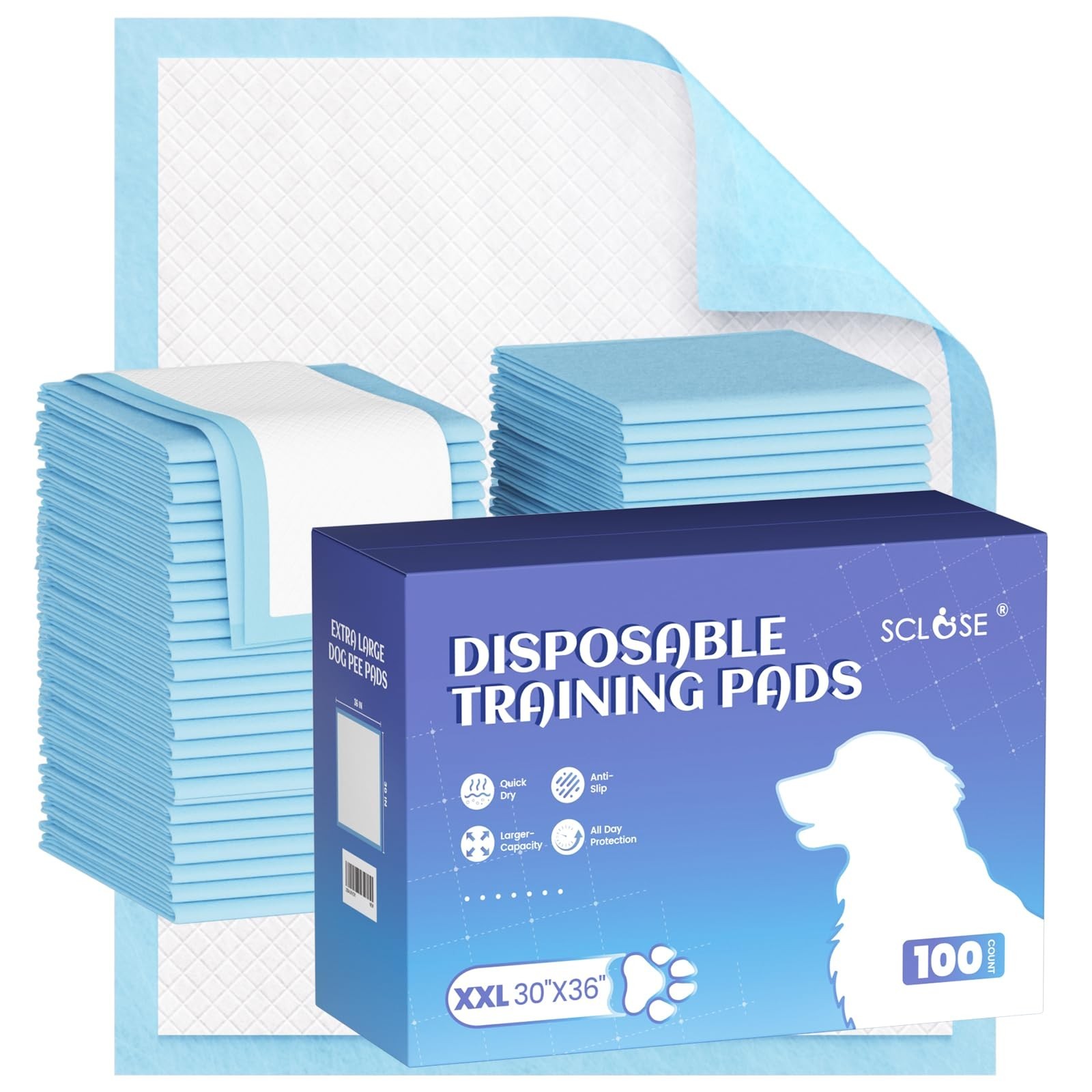 Extra Large Dog Pee Pads 100 Pack – 30″x36″, Super Absorbent, Leak-Proof, Dispos