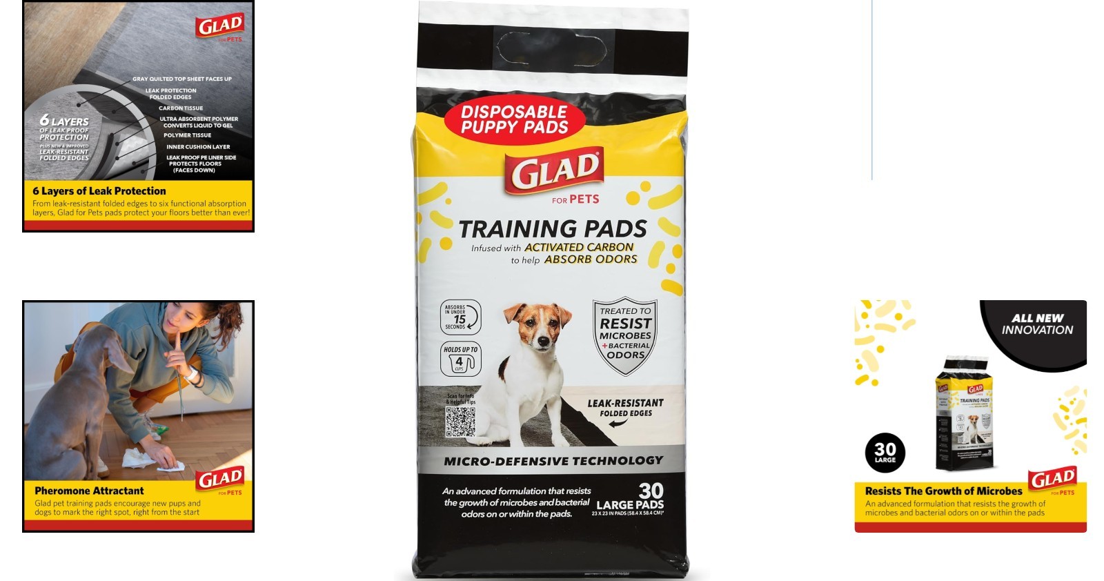 23”x23” Activated Carbon Pee Pads for Dogs – Multi-Layer Odor Control, 30 Pack