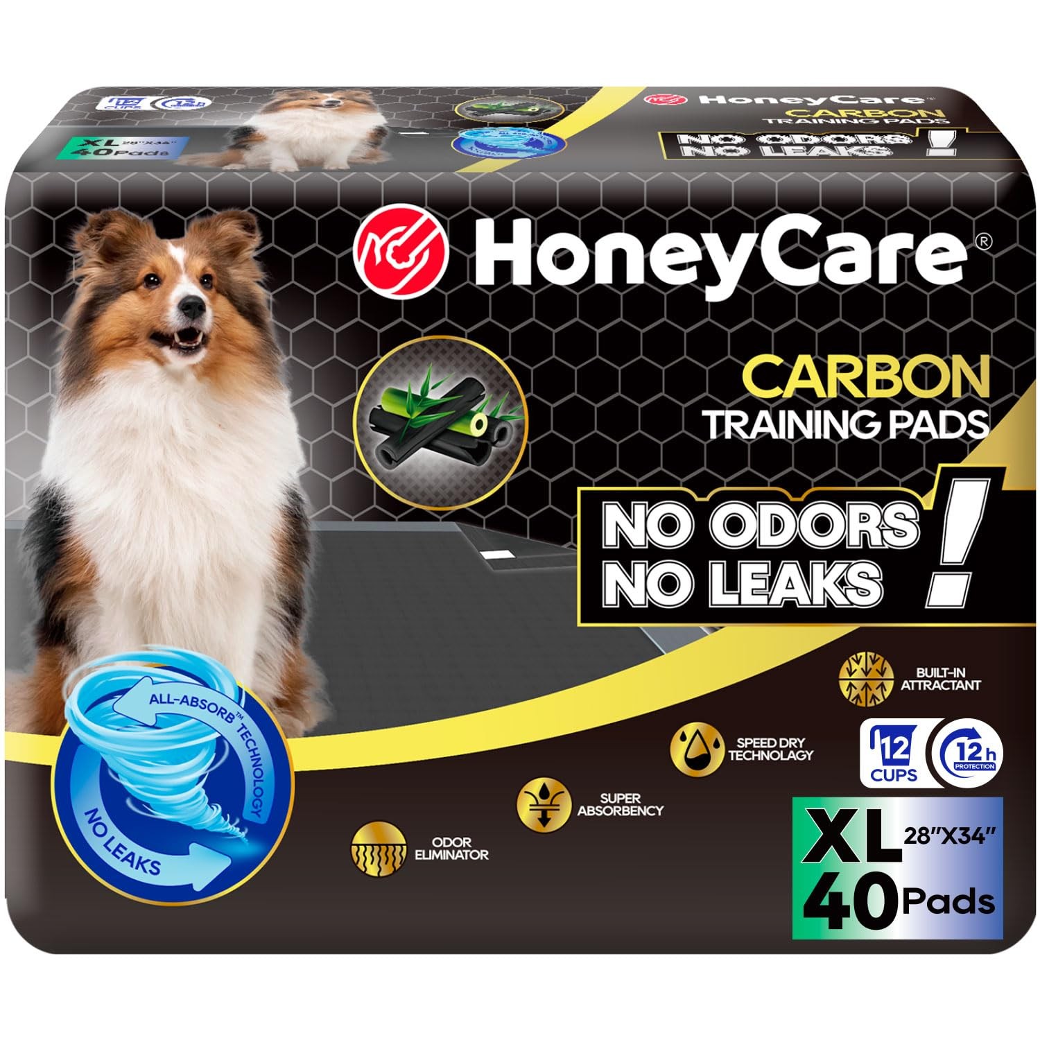 HONEY CARE All-Absorb Puppy Training Pads Dog Extra Large 28″x34″, Green