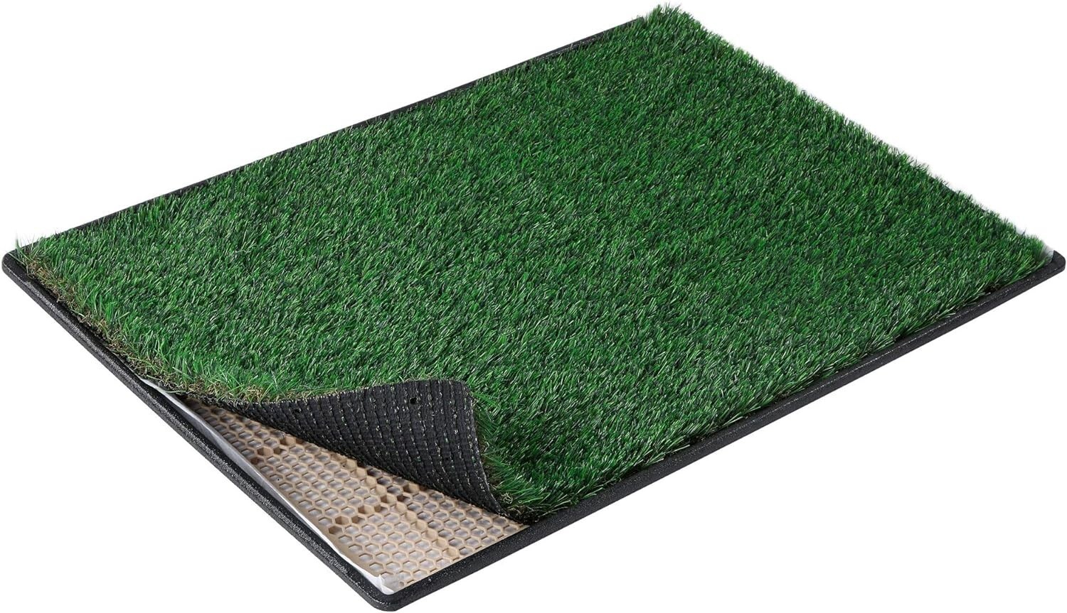 Large Dog Grass Pee Pad Tray 34″x23″ w/ 2 Artificial Grass Mats Indoor Outdoor