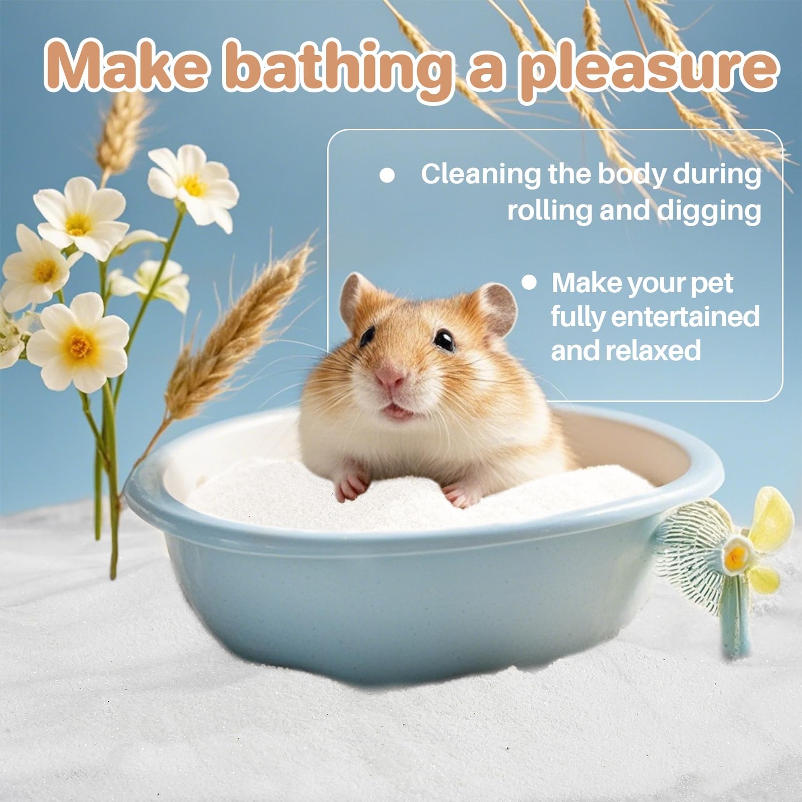 Sukh 14 OZ Hamster Sand Bath – Whit Fine Bedding Reptile 14 Oz