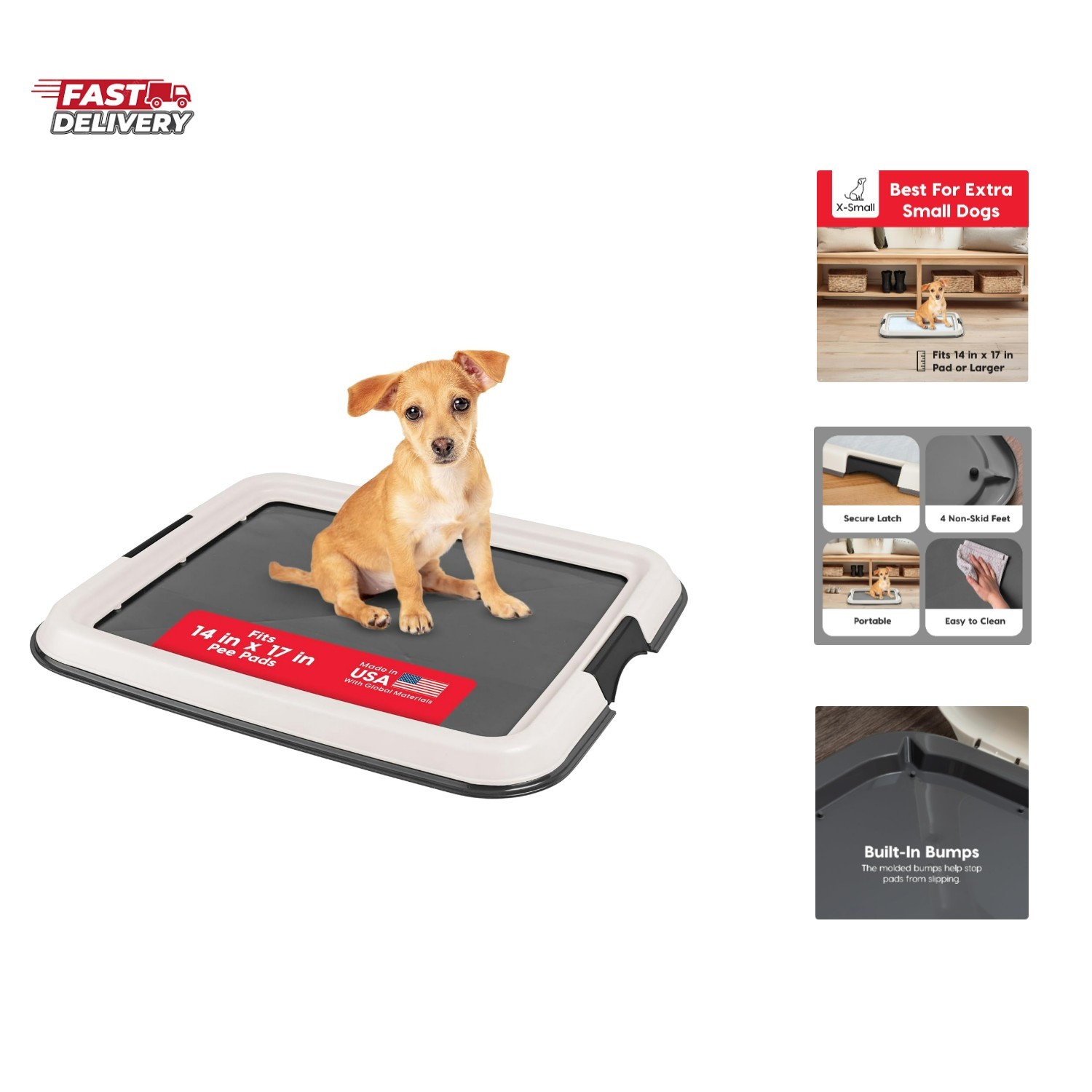 Pee Pad Holder for Dogs and Puppies, Potty Training Tray with Secured Latches…