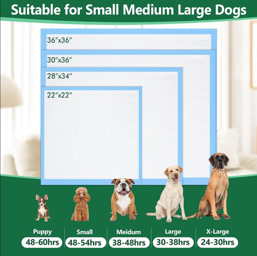 100 Pack 30″x36″ Extra Large Dog Pee Pads – Super Absorbent & Leak-Proof Disp…