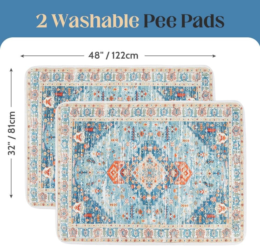 2-Pack 48×32 Washable Pee Pads for Dogs – Reusable Non-Slip Puppy Training Pads