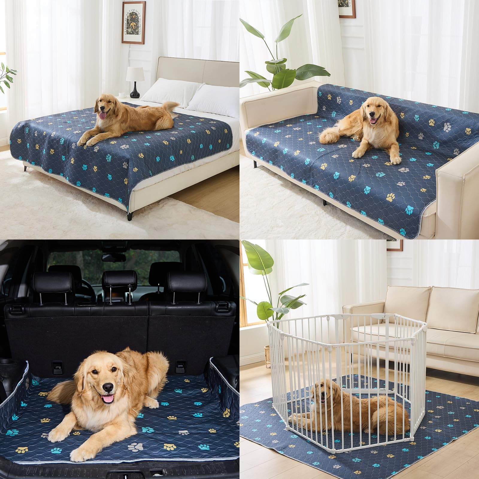 Aitmexcn Washable Puppy Dog Pee Pad, 2PCS 100% 18*24”-2pcs, Colour Paws