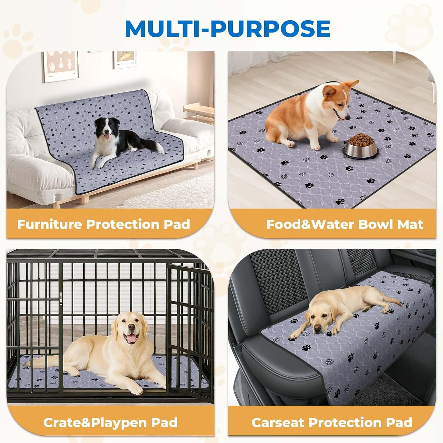Washable Dog Pee Pads Extra Large 72”X80” Instant Absorb Training Pads, Non-Sl