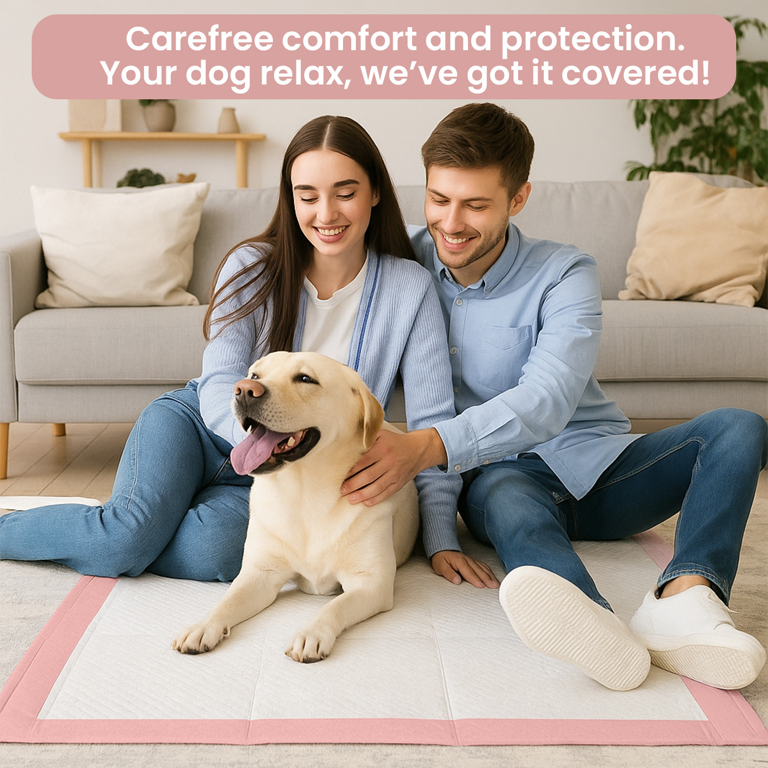 Disposable Pet Pads for Dogs 5-Layer Ultra-Absorbent Unscented Pink Training Pad
