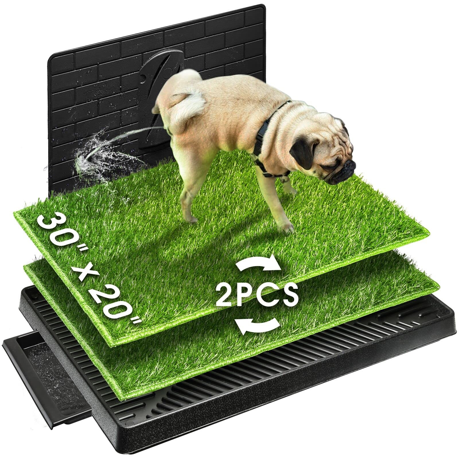 Hompet Dog Potty with Tray Large 30”x20”, 2 Artificial Grass Patch for Indo…