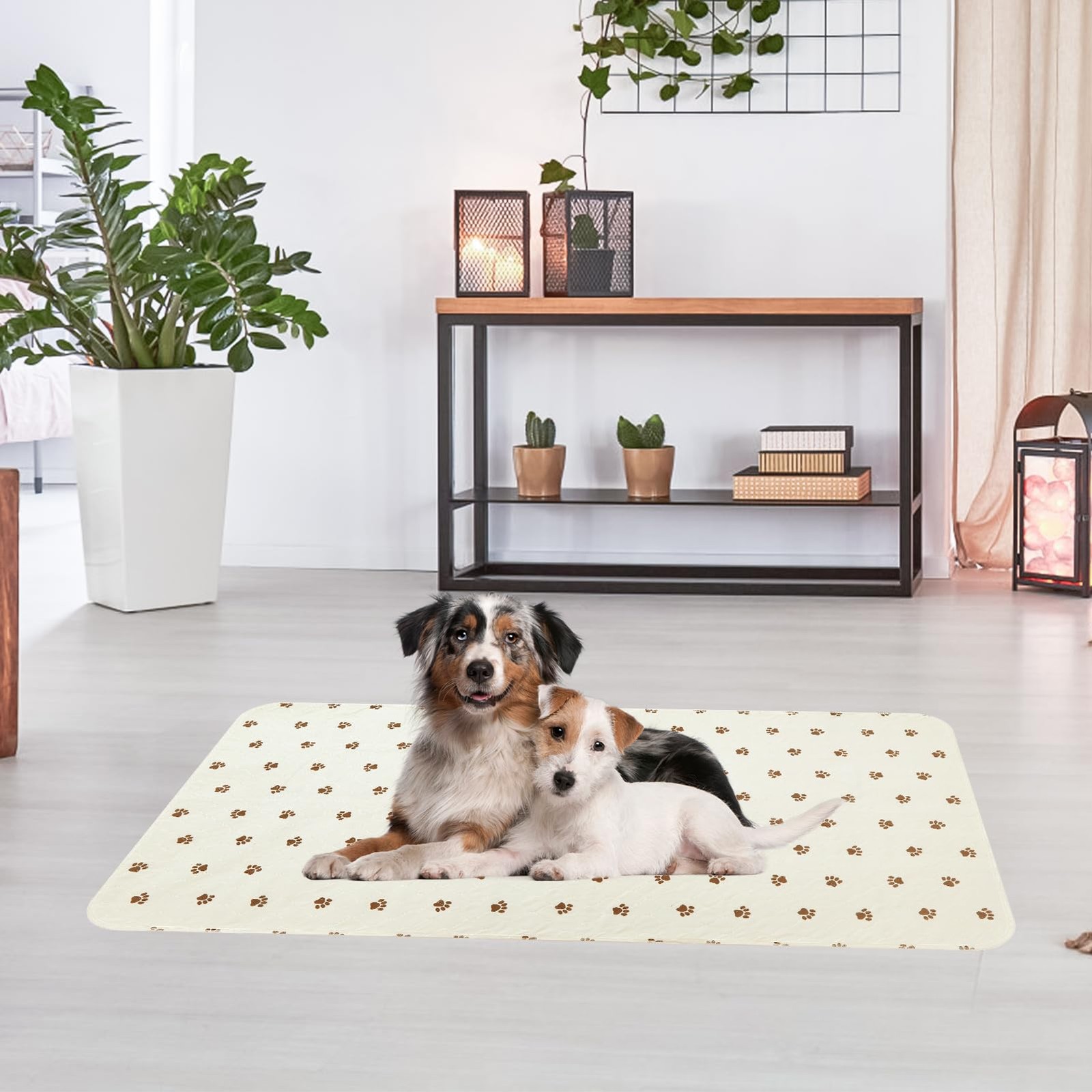 PUPTECK Washable Pee Pads for Dogs Dog Training Pads 2 Pack Beige 36×72 in