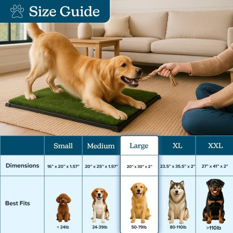 Artificial Grass Puppy Pee Pad for Dogs and Small Pets with Tray – 20X30 Inches