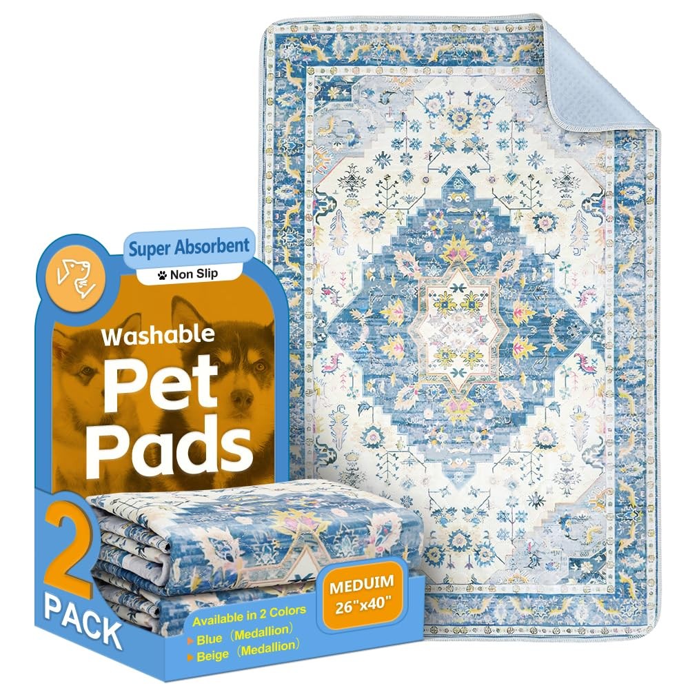 Washable Pee Pads for Dogs, 2 Pack Reusable Puppy Training Pads 40″x26″ Super…