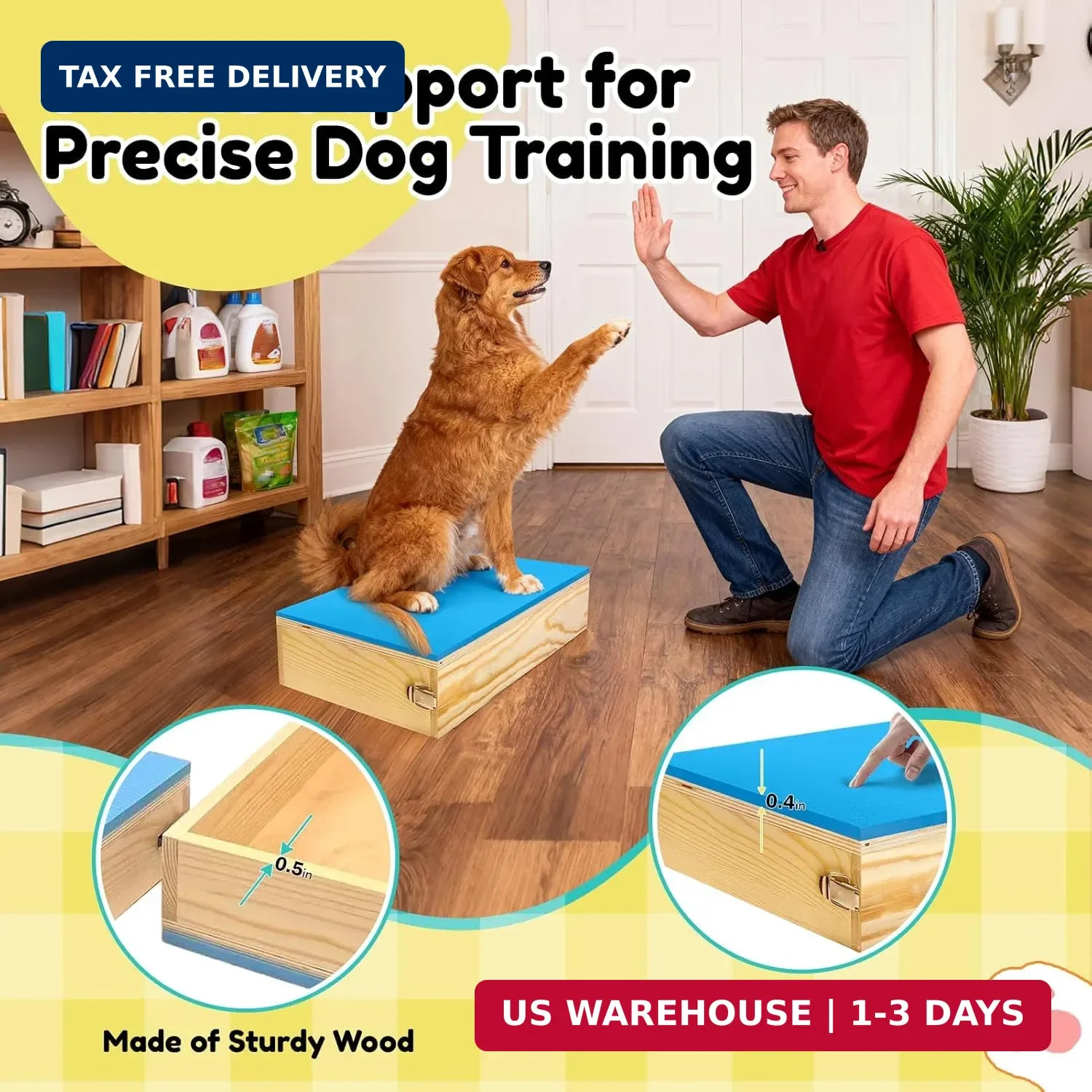 2 PCS Connectable Wooden Dog Training Platform Non-Skid Dog Place Boards with Fo