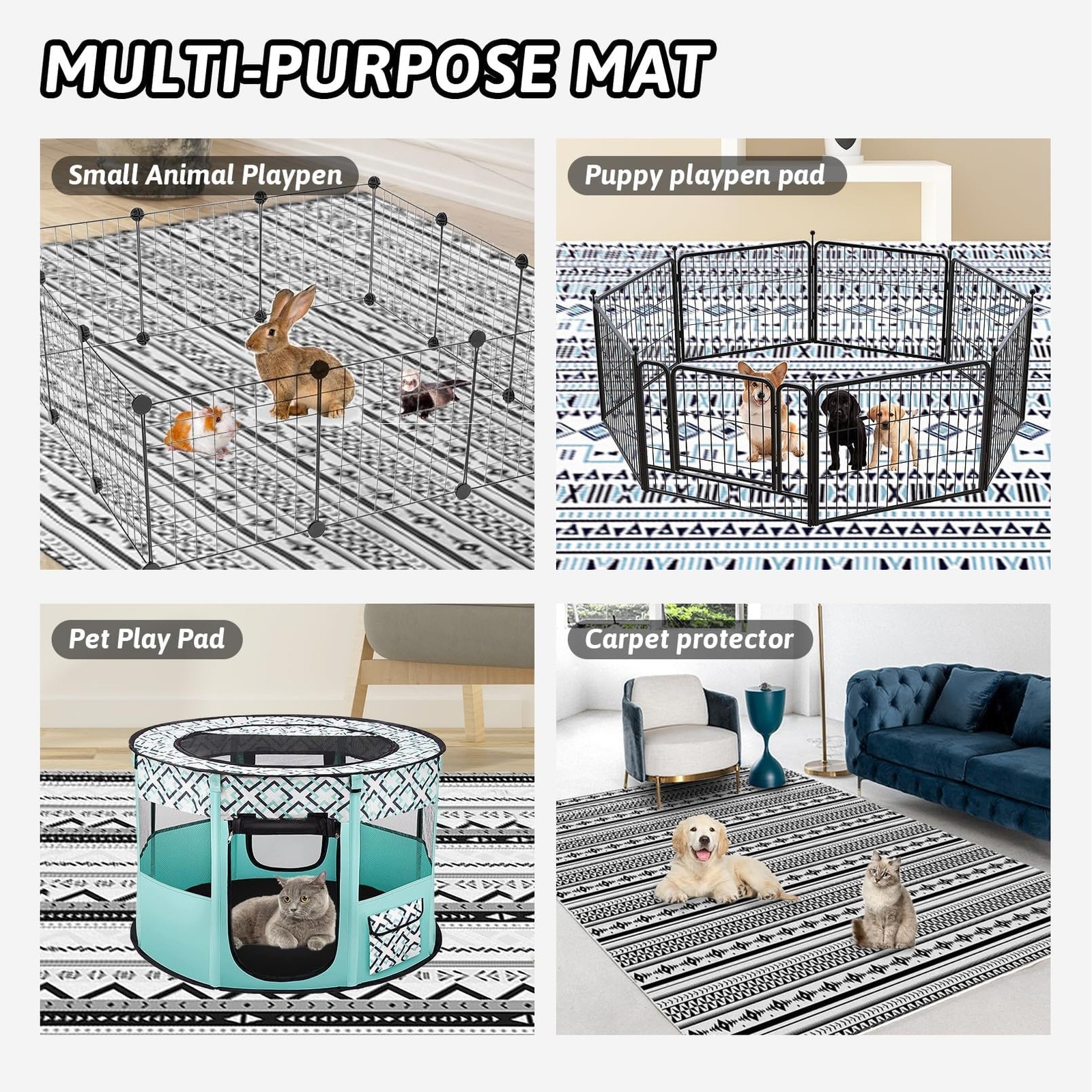 BNOSDM 78.7 in Rabbit Cage Liners Washable Reusable Bunny Bedding Pets Dog Wh…