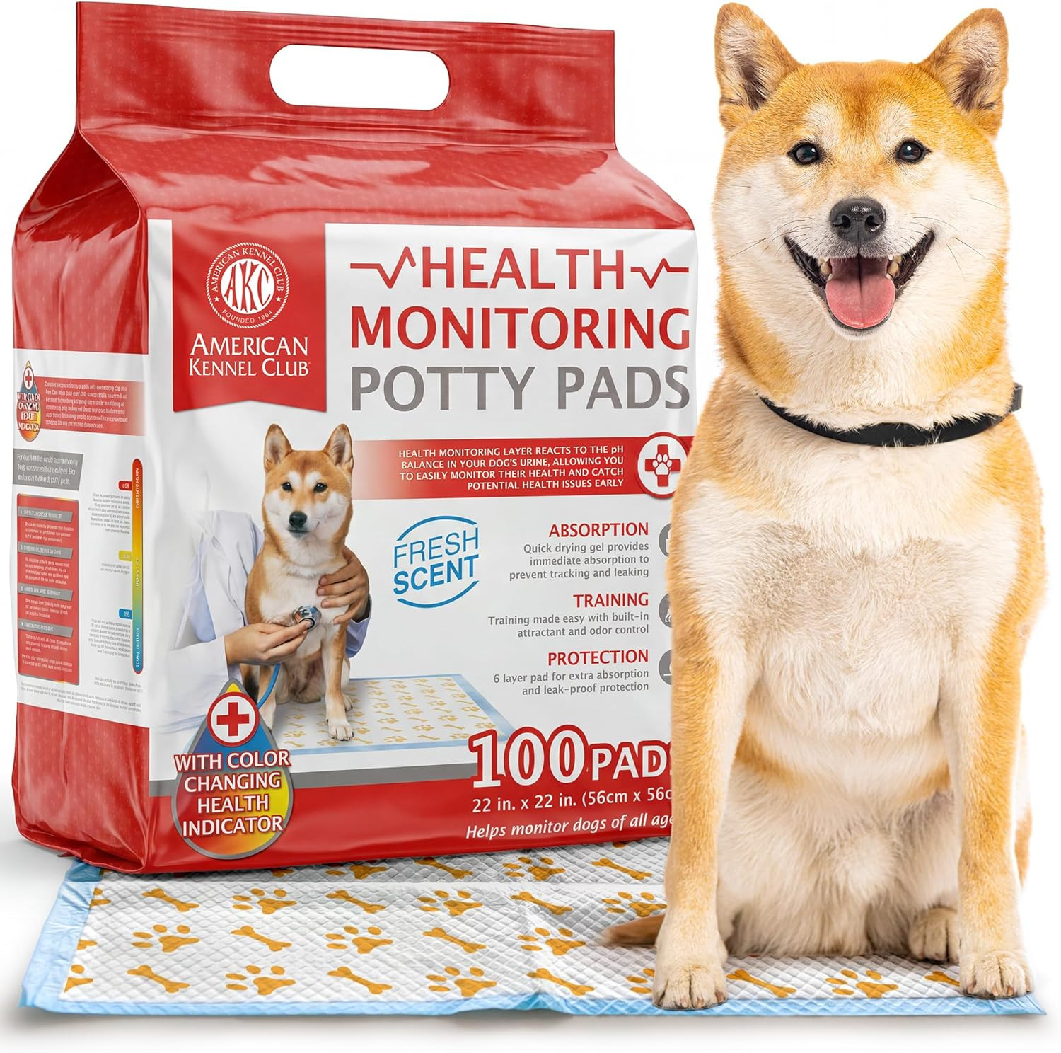 Advanced Puppy Pads with Color-Changing Health+ Indicator and Ultra Absorbent Qu