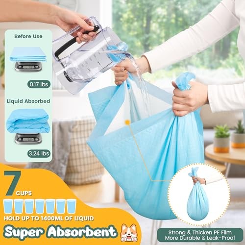 60 Count Extra Large Dog Pee Pads 28″ x 34″ Super Absorbent Leak-Proof Puppy Pad