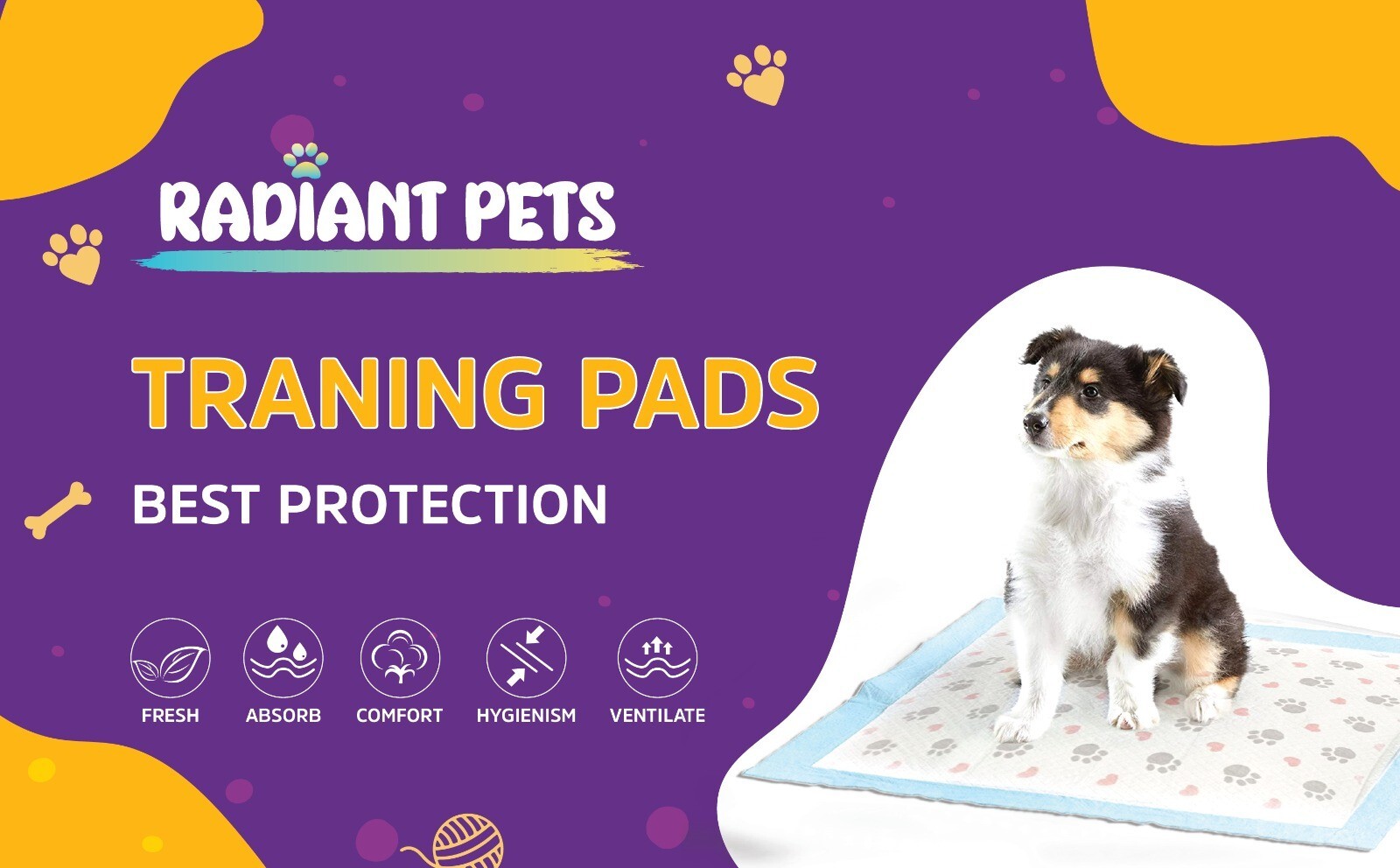 Pack of 50 – Ultra Absorbent, 6-Layer, Radiant Pets | 23″ x 23″ | Dogs and Cats