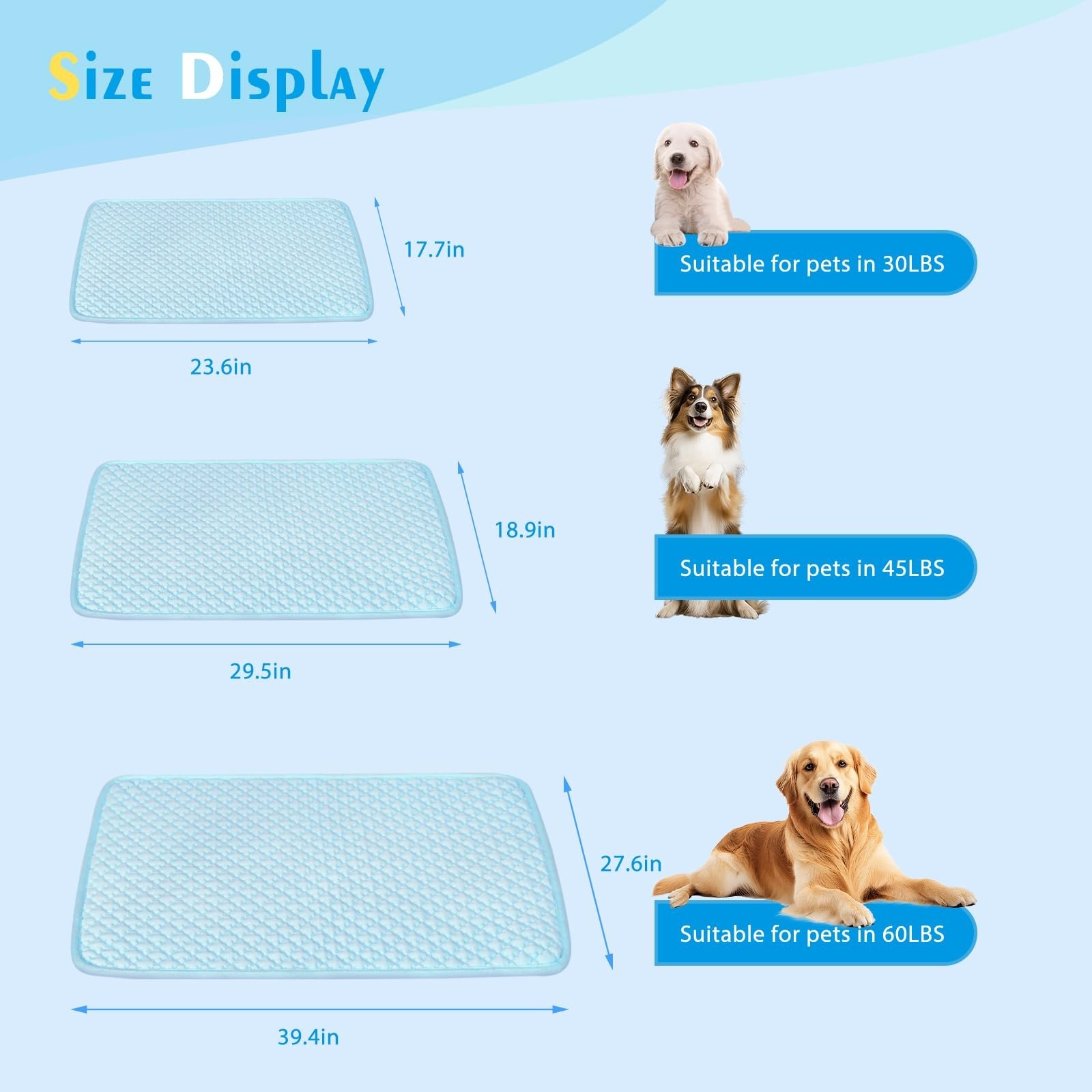 Dog Cooling Mat, Comfortable Pet Cooling Pad for Dogs Cats, Q-Max 0.4 Washabl…