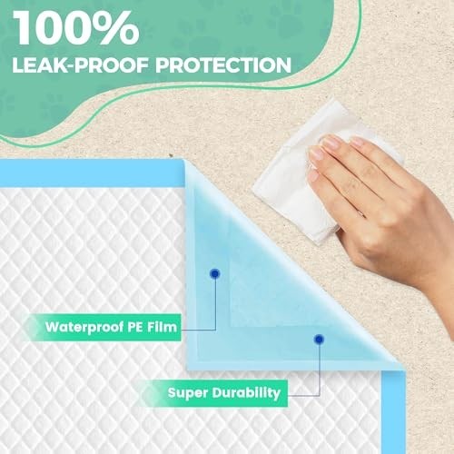 Extra Large Dog Pee Pads 50 Count – 28″ x 34″, Super Absorbent Leak-Proof Puppy
