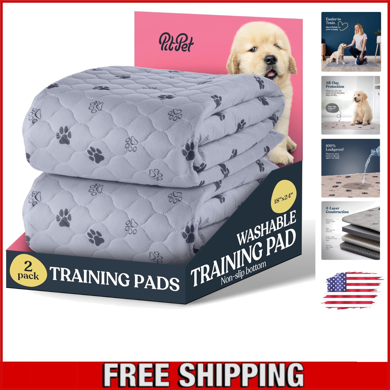 Washable Dog Pee Pads 2-Pack – Super Absorbent Waterproof Training Solution