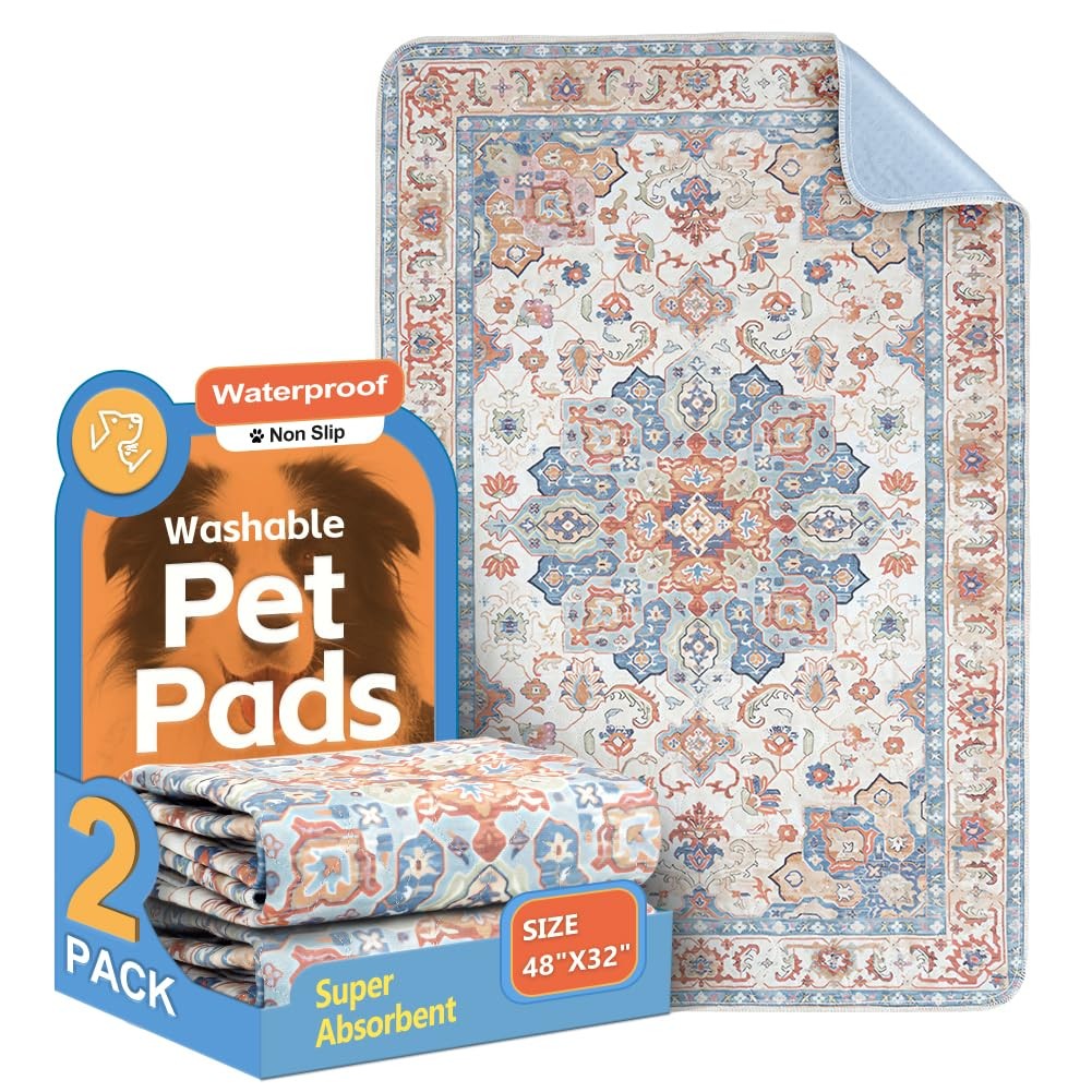 Washable Pee Pads for Dogs 2 Pack Reusable Puppy Training Pads 48″x32″ Super …