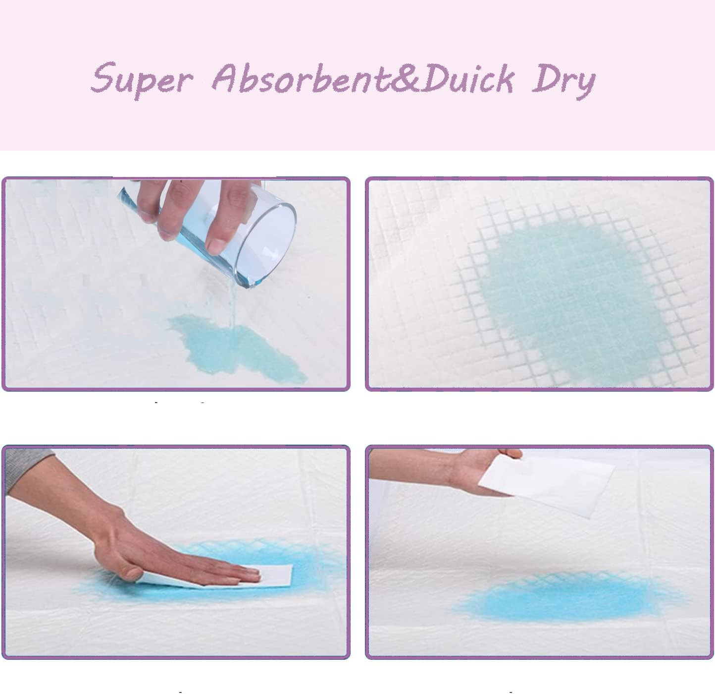 Disposable Pee Pad for Dogs Pets Small Puppy Chucks 22”×22”50pk, Purple