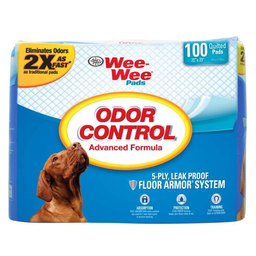 Four Paws Wee-Wee Odor Control Pads 100 count White 22″ x 23″ x 0.1″