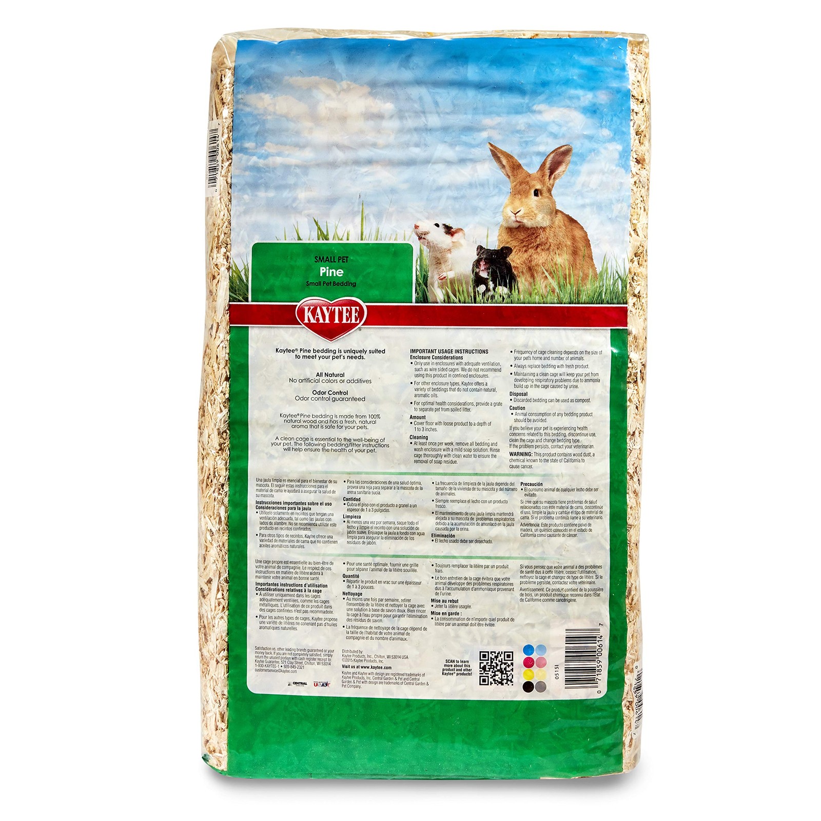 Kaytee Small Animal Pine Bedding For Pet Guinea Pigs, 19.7 Liter, Tan