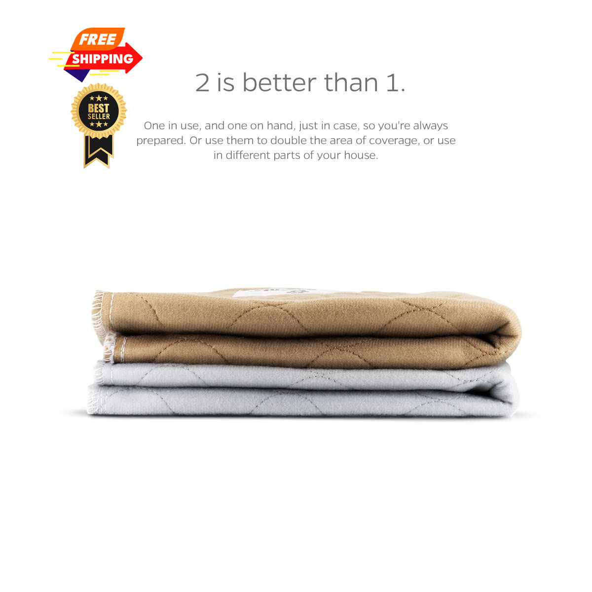 Pet Parents Pawtect® Pads Washable Dog Pee 18×24 (2pack), Grey & Beige