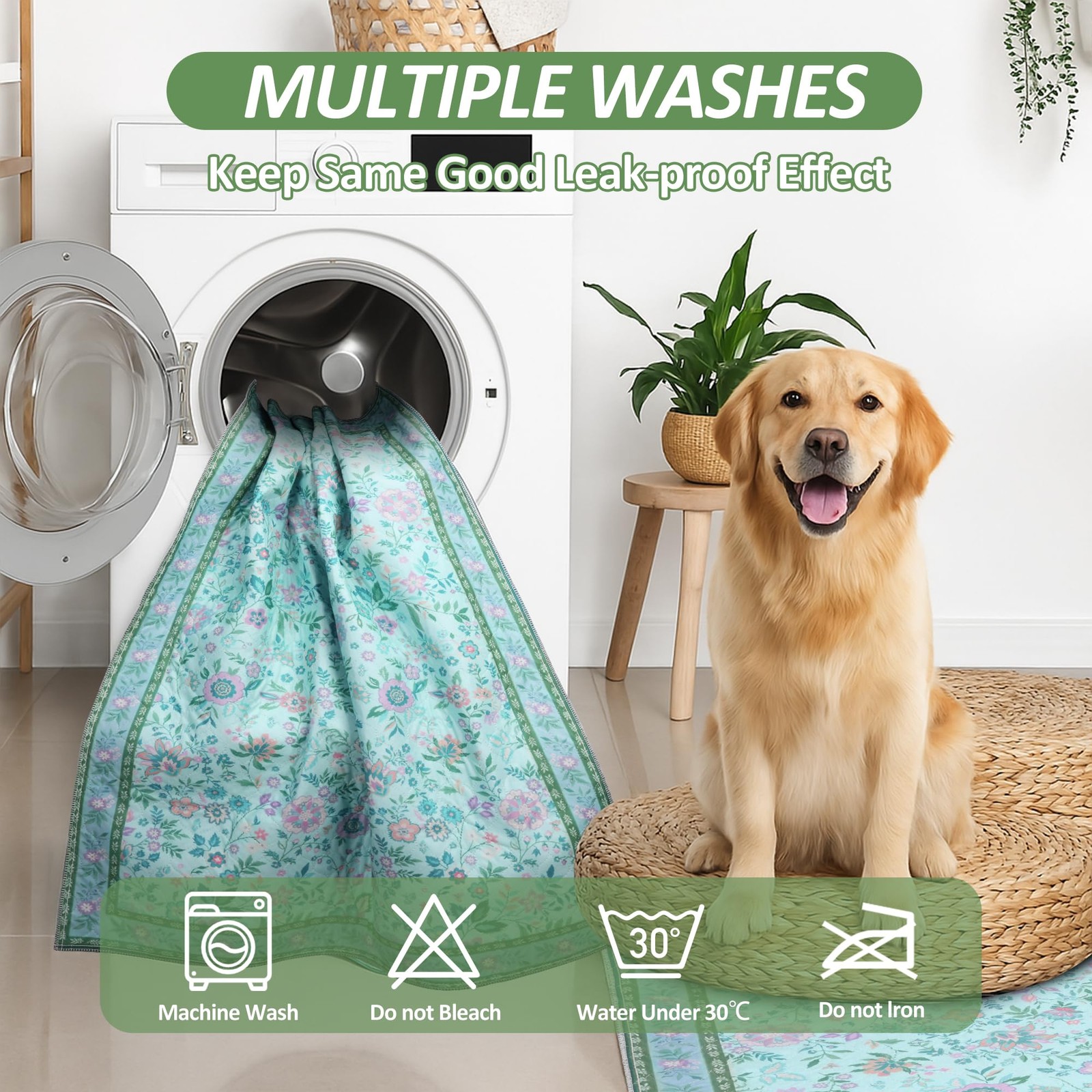 2 Pack Washable Pee Pads for Dogs, Reusable Puppy Pads Super Absorbent