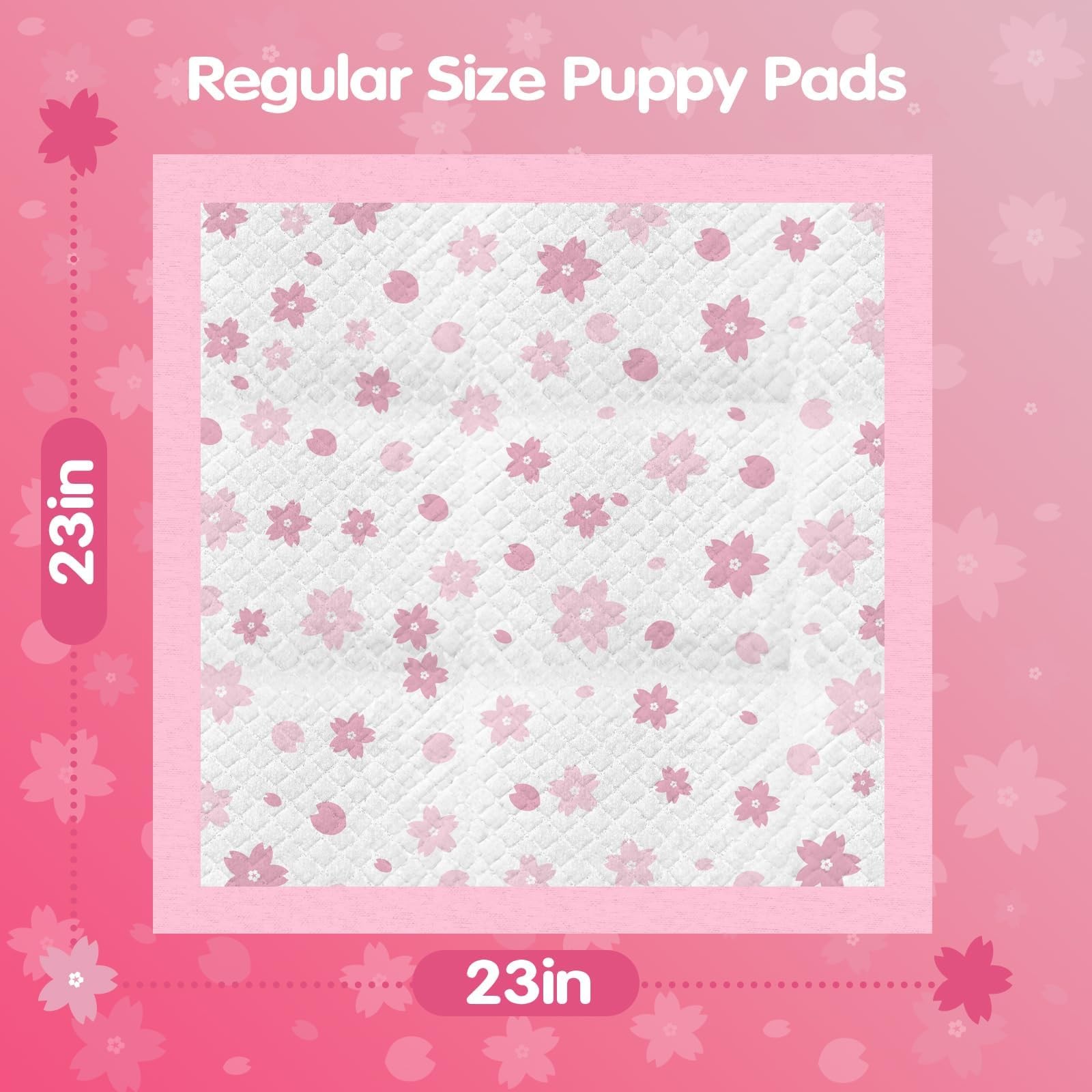 Pink Puppy Pads, 50 Count Cute Dog Pee Pad with Adhesive Tabs for Potty Train…