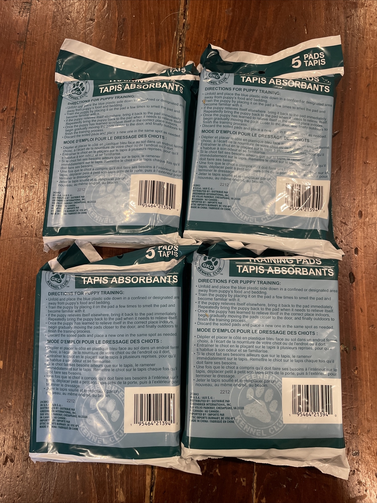 Greenbrier Kennel Club Training Pads. 22inX22in 5pads/pack Lot Of 4. 20 Pads
