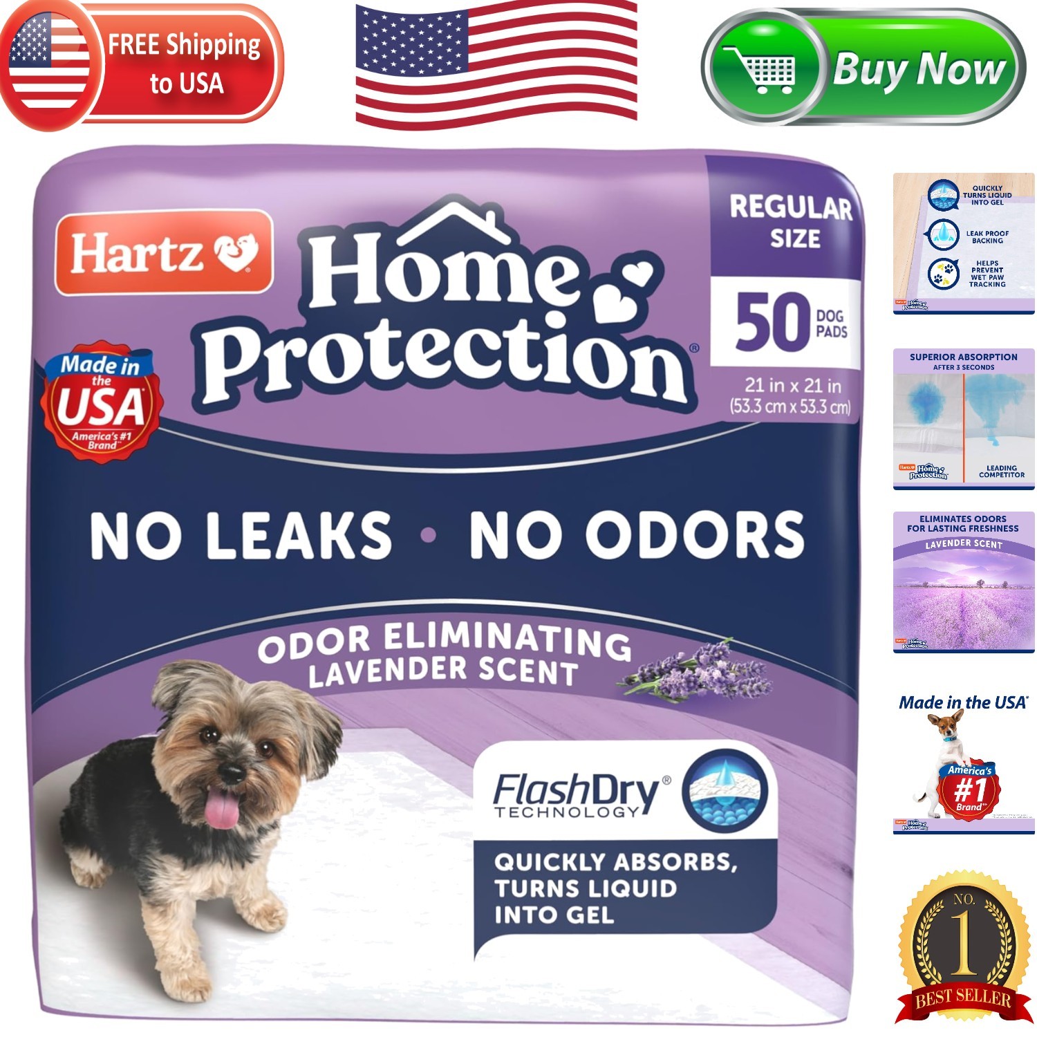 Home Protection Lavender Scented Dog Pads – 50 Count, Leak-Proof & Super Abso…
