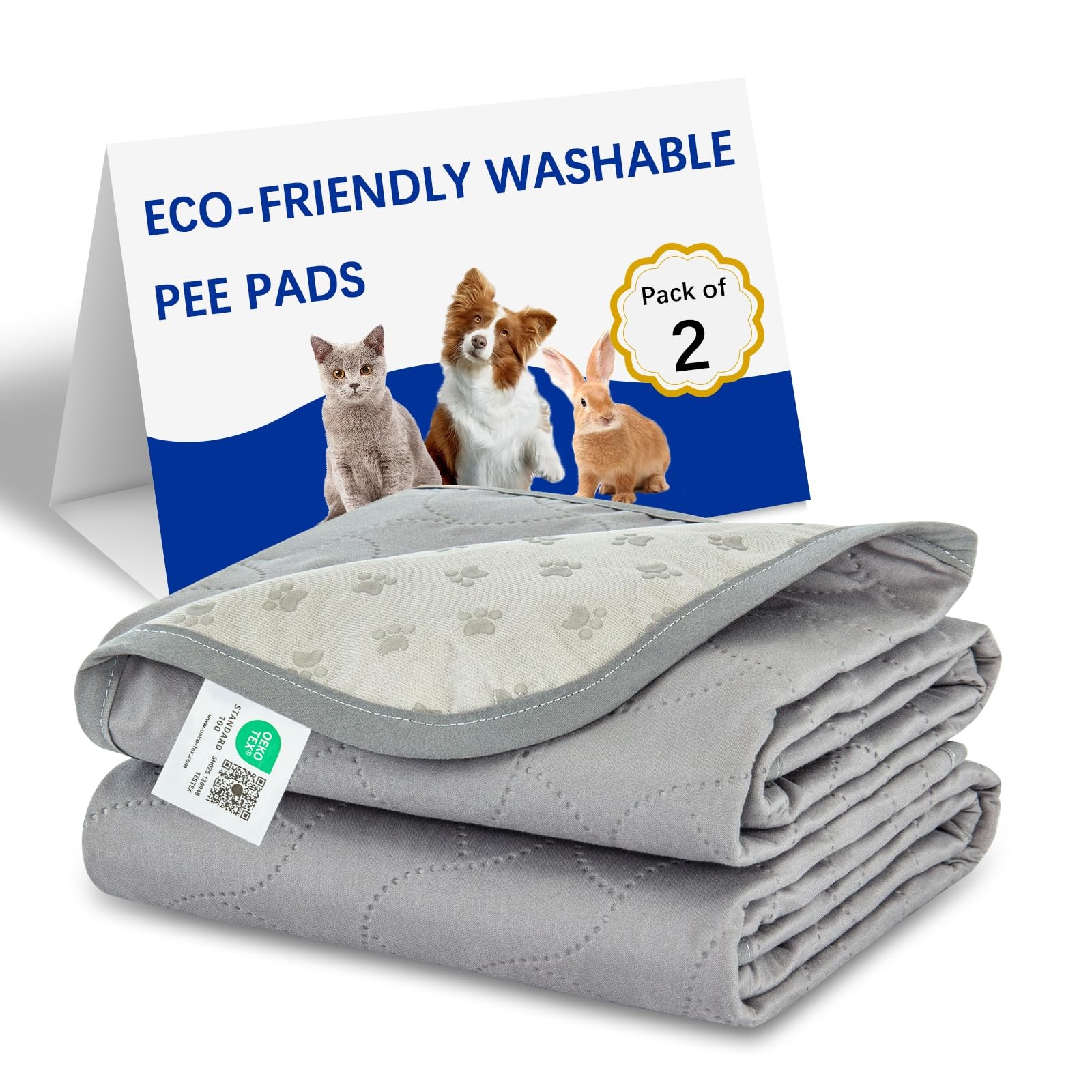 Gentle Purr Large Washable Pee Pads for Dogs 36″ x 36″, 2 Pack Reusable Puppy…