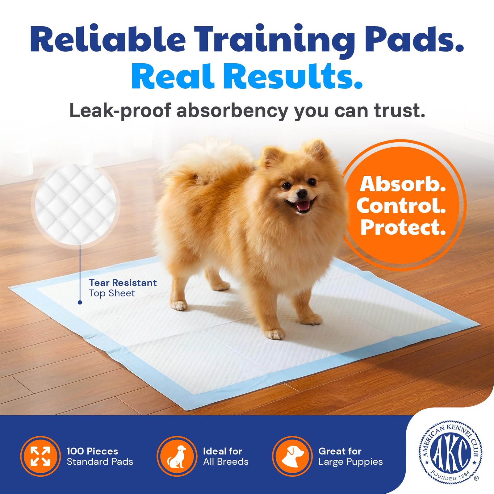 American Kennel Club Scented Puppy Training Pads 22 x 22 – 100 Count,