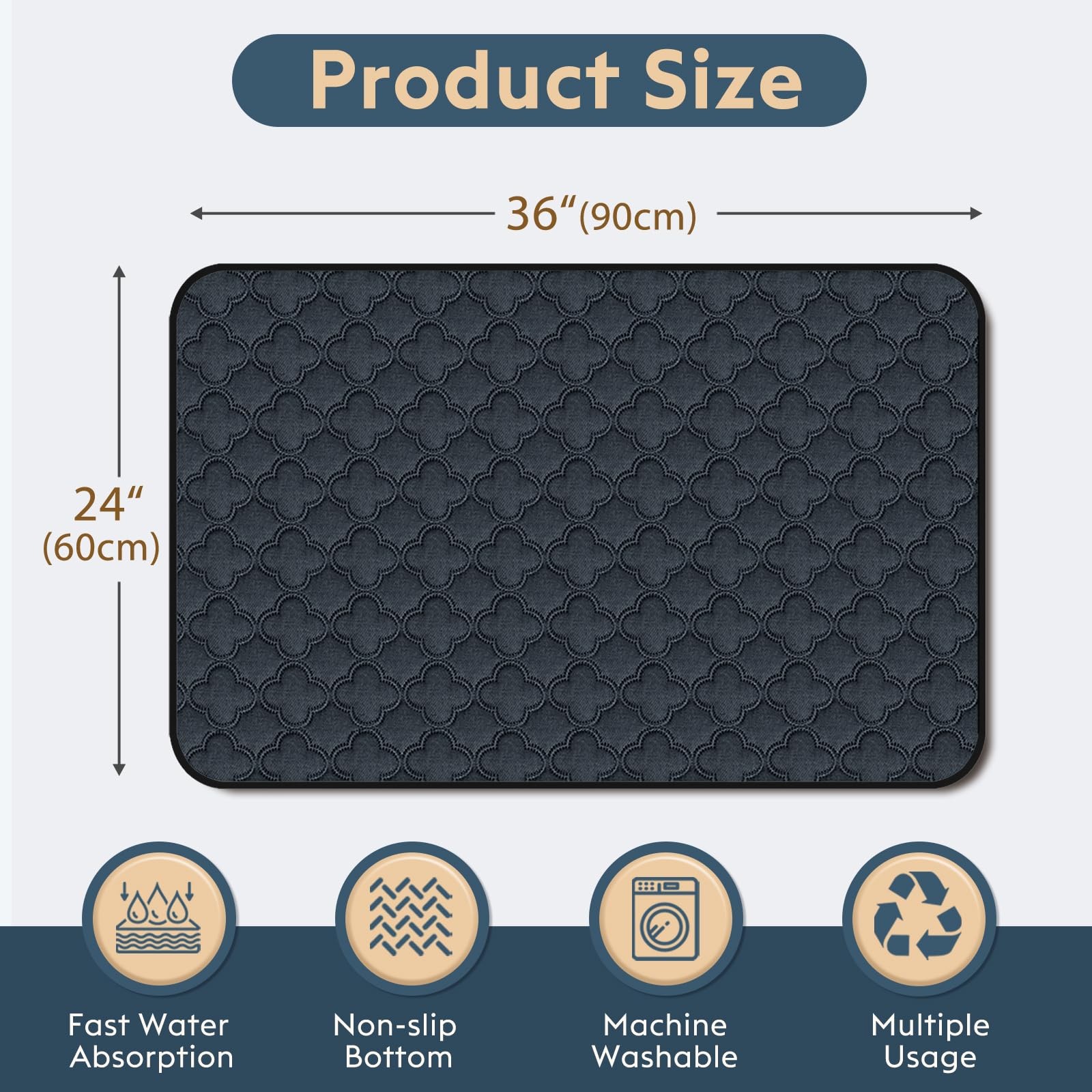 2 Pack 24×36 Inch Washable Pee Pads Reusable Pet Training Pads for Dogs