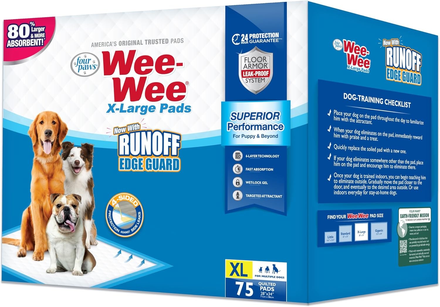 Wee-Wee Superior Performance X-Large Dog Pee Pads 75 Count Puppy & potty