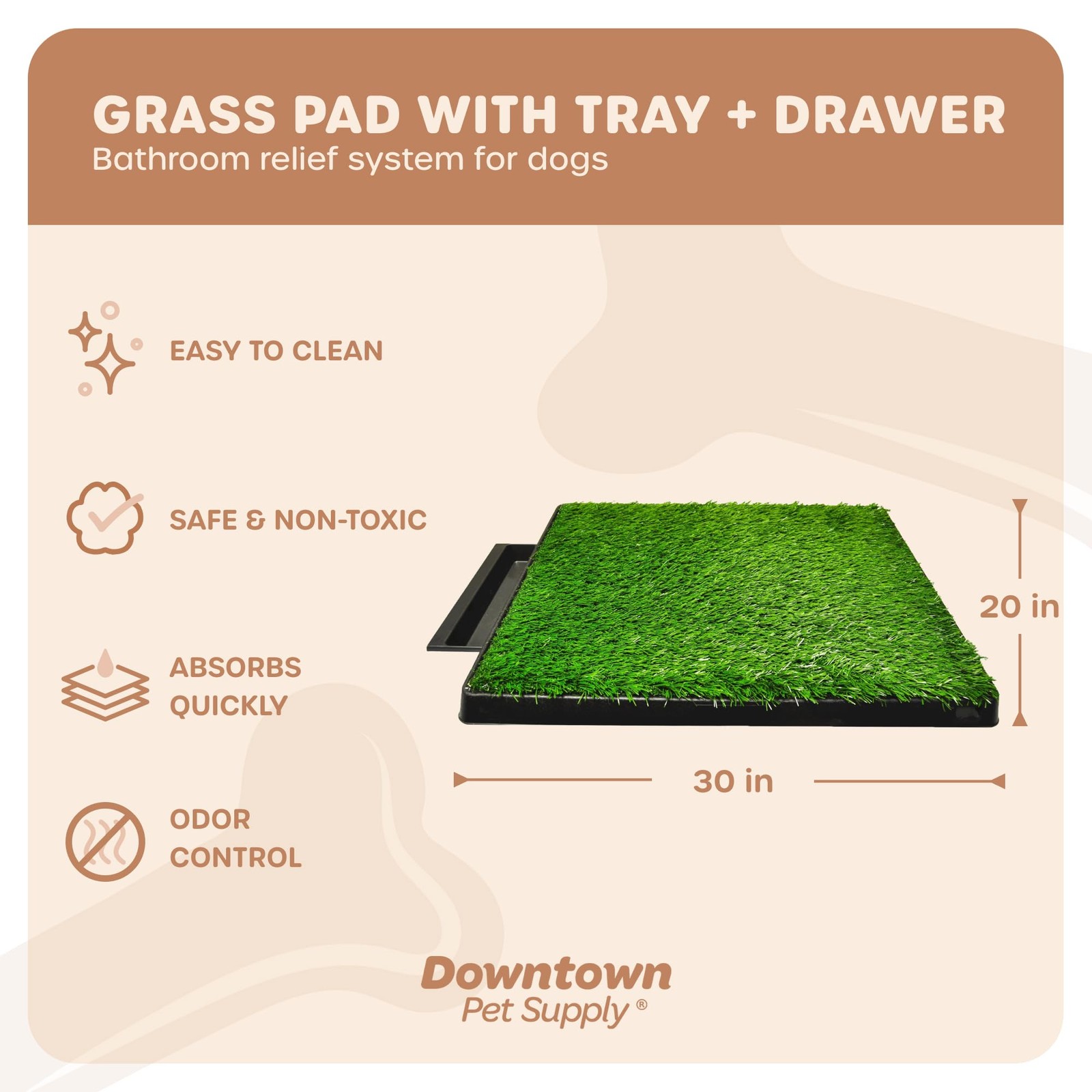 Dog Grass Pad with Tray, 20 x 30 w/Drawer – Outdoor and Indoor Potty System f…
