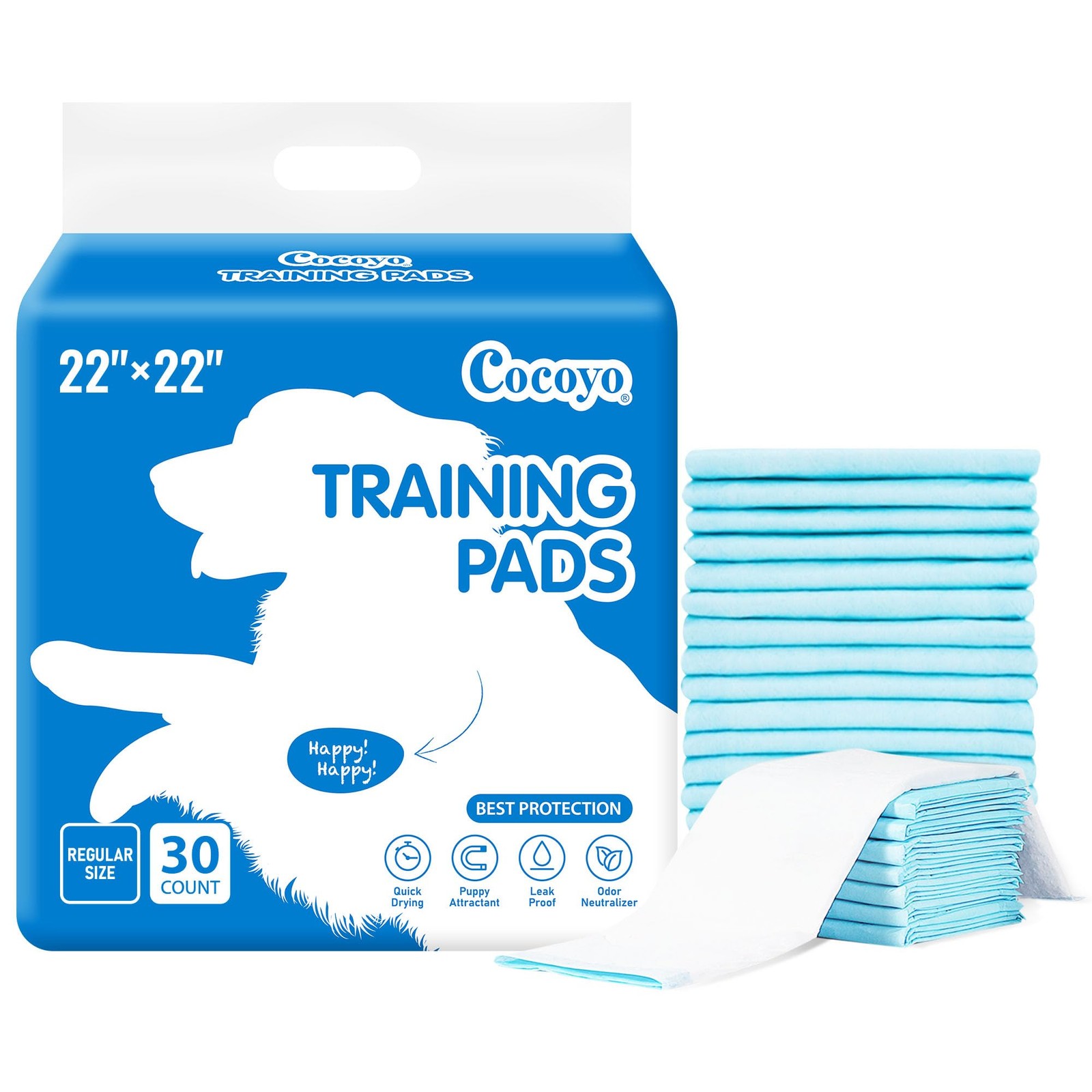 COCOYO Best Value Regular Size (22″x22″), 30 Count (Pack of 1), White