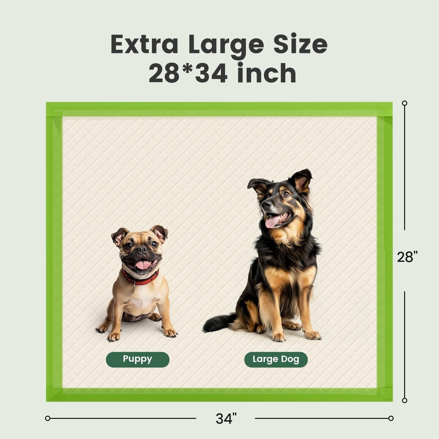 Dog Pee Pads Extra Large 28″x34″, XL Thicker ECO Green Disposable Puppy Train…