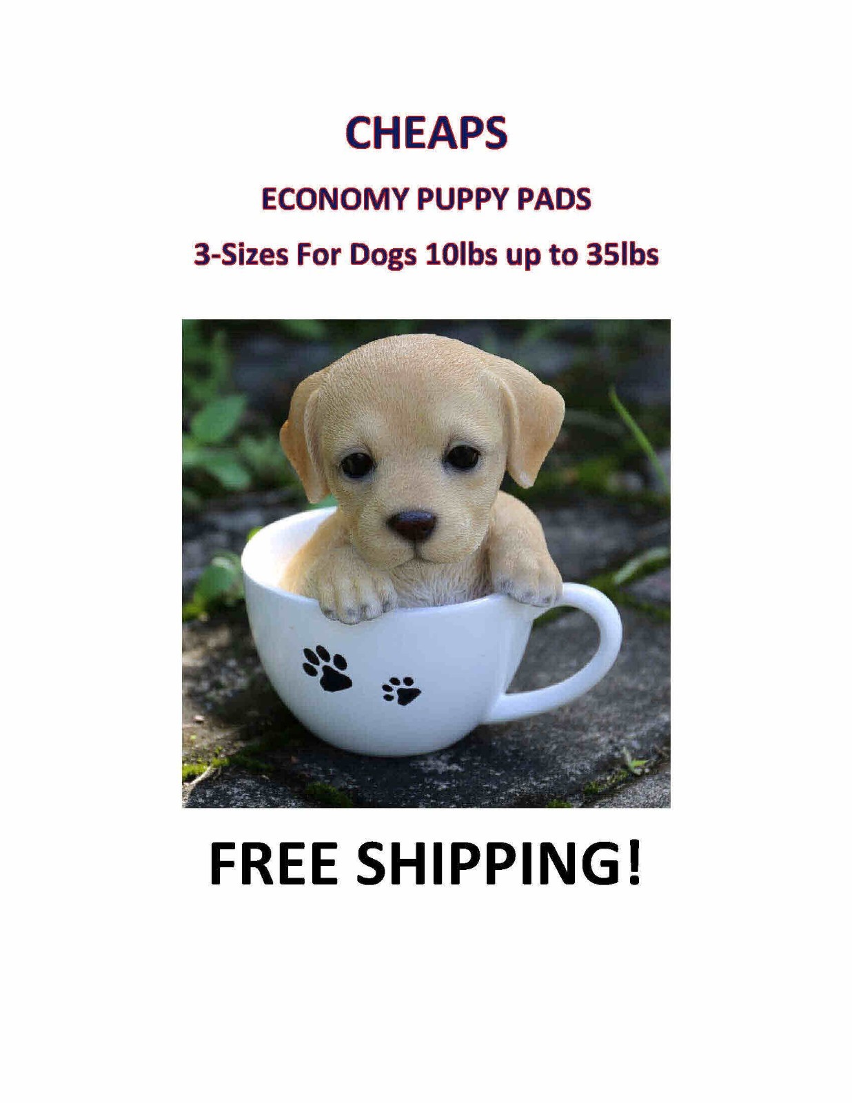 Cheaps Low Cost Economy Lightweight Puppy Training/Under Pads 3 Sizes 10- 35lbs