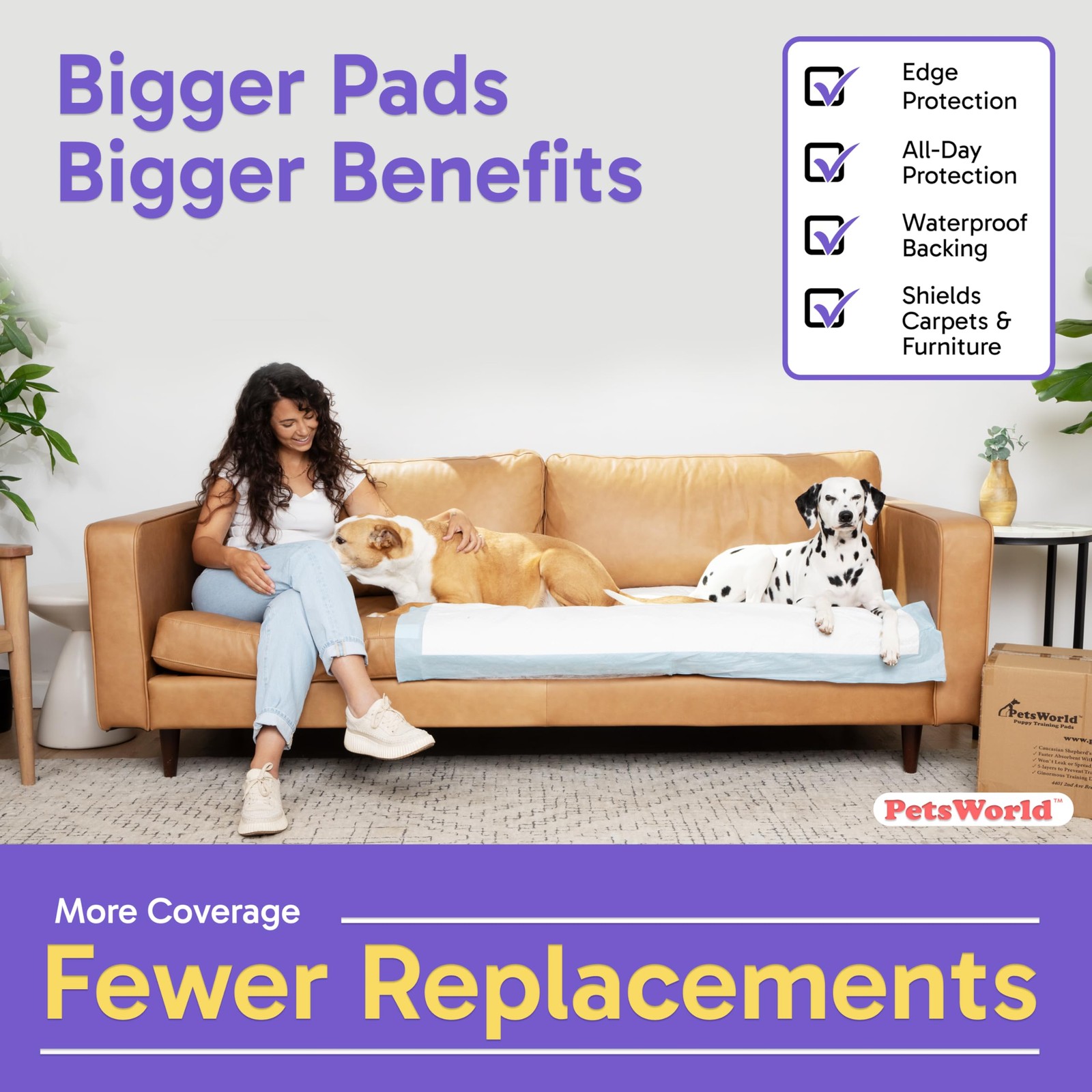 Enormous Dog Pee Pads 37″x54″ 50 Count – XXXL Pet Pee Pads for Giant Dogs & P…